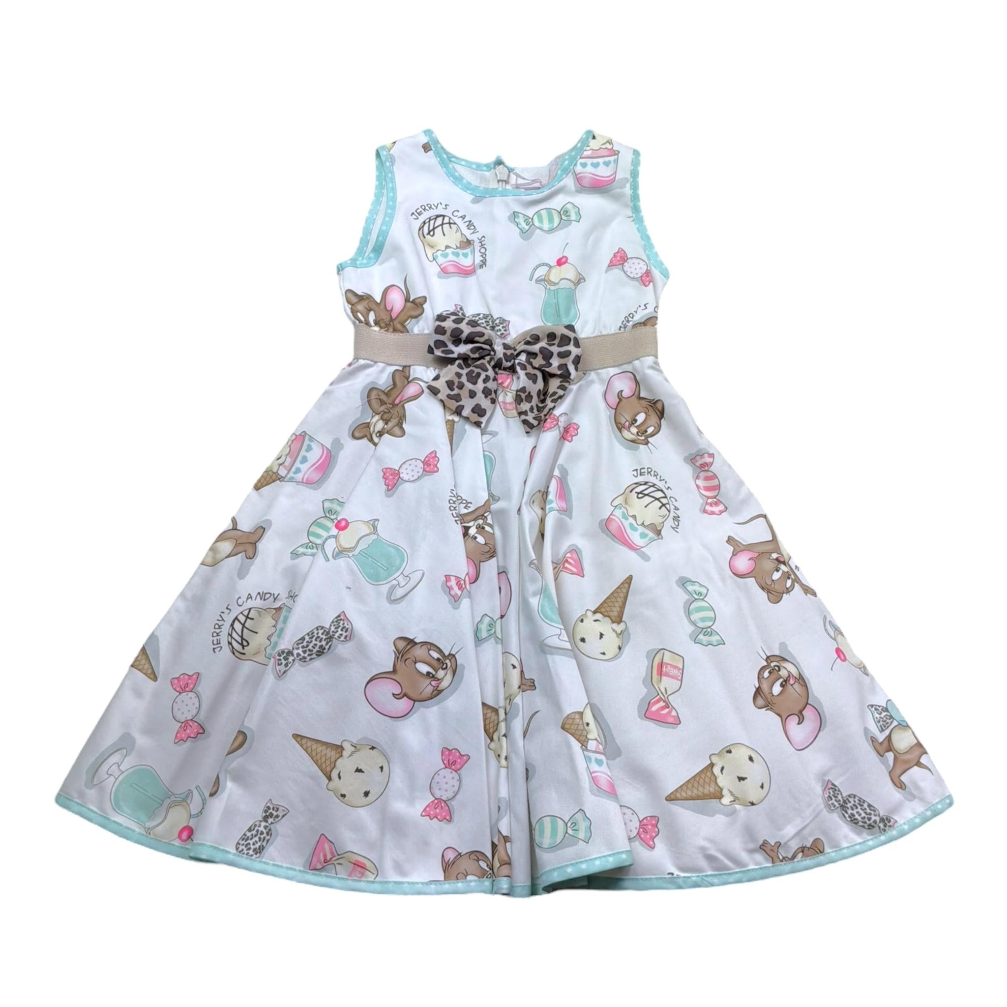 Monnalisa Abito Tinta Unita con Stampa Jerry per Neonata 315914 BIANCO MONNALISA 