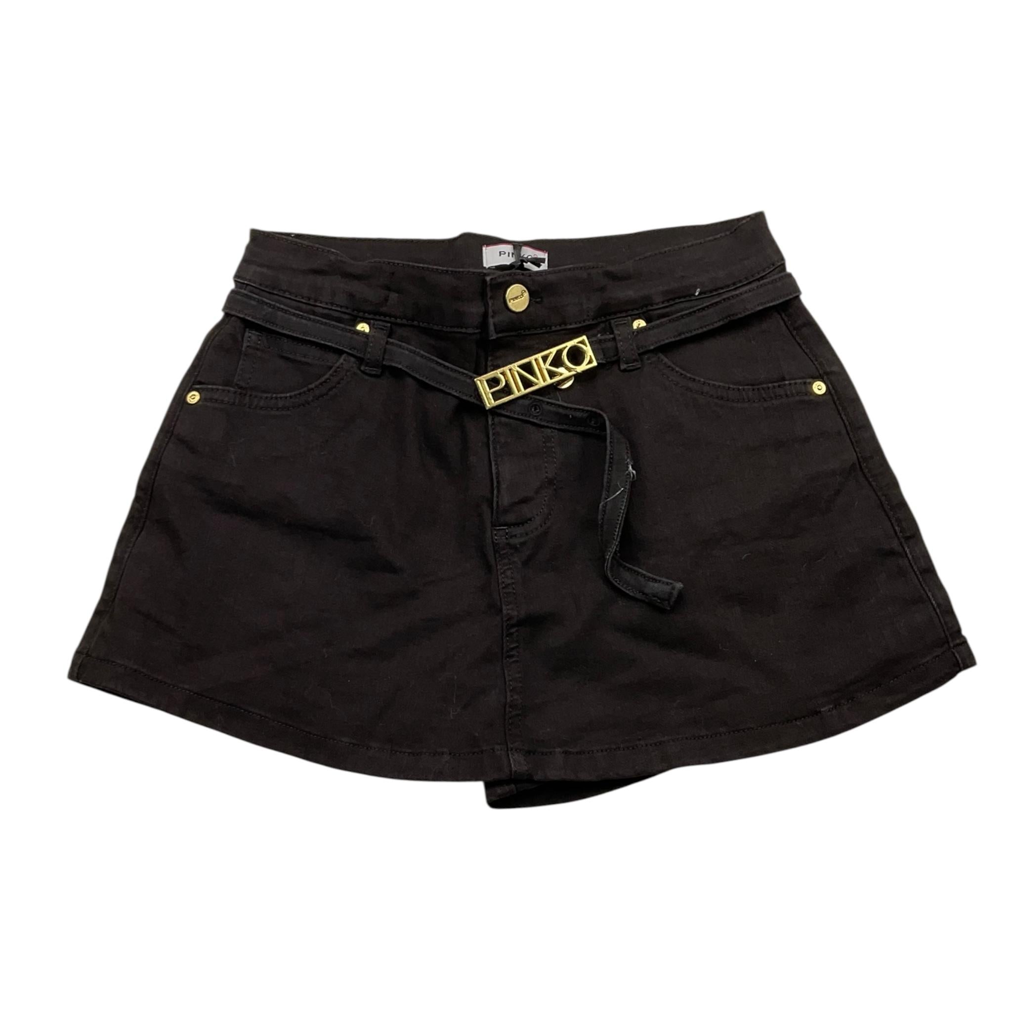 PINKO short tinta unita con cintura logo Nero per Bambina F4PIJGST002 NERO PINKO 