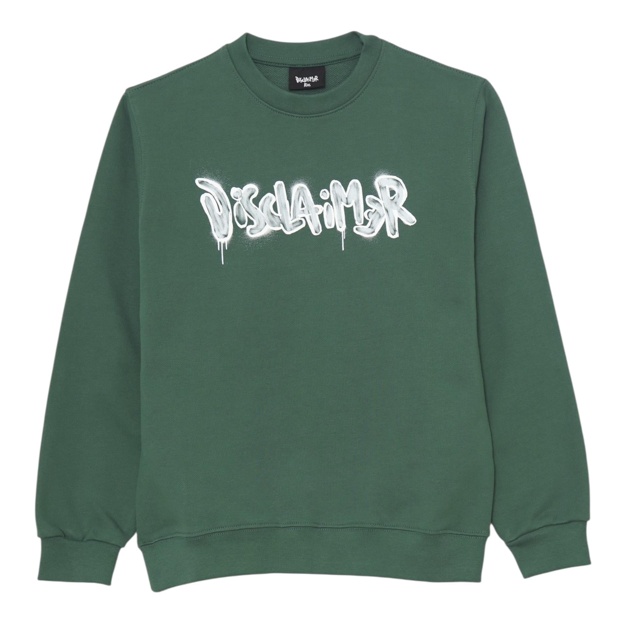 DISCLAIMER felpa girocollo tinta unita con stampa Verde per Bambino 24IDK58244X VERDE DISCLAIMER 