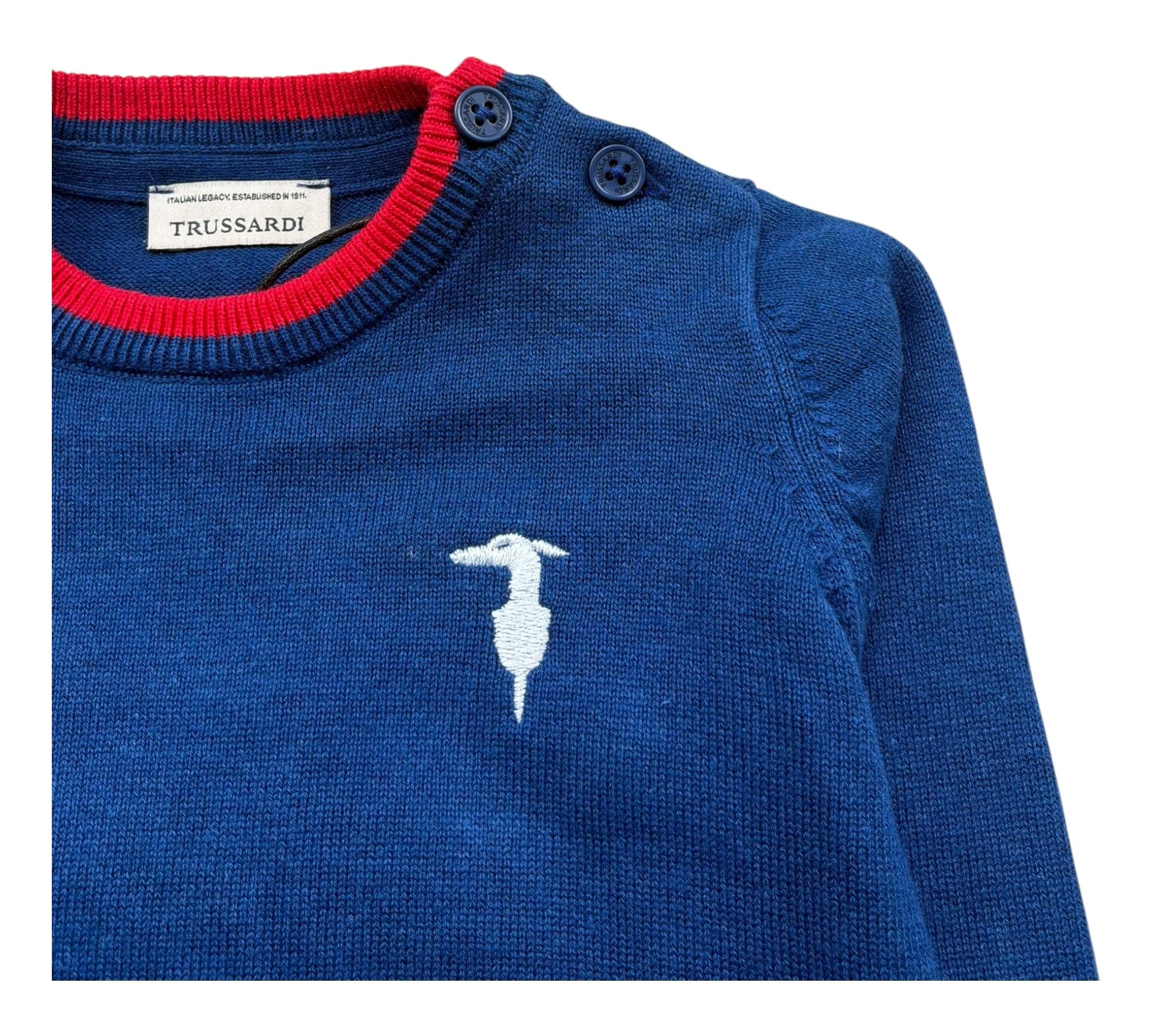 Trussardi Maglia Girocollo Tinta Unita per Neonato TIP26004MA BLU TRUSSARDI 