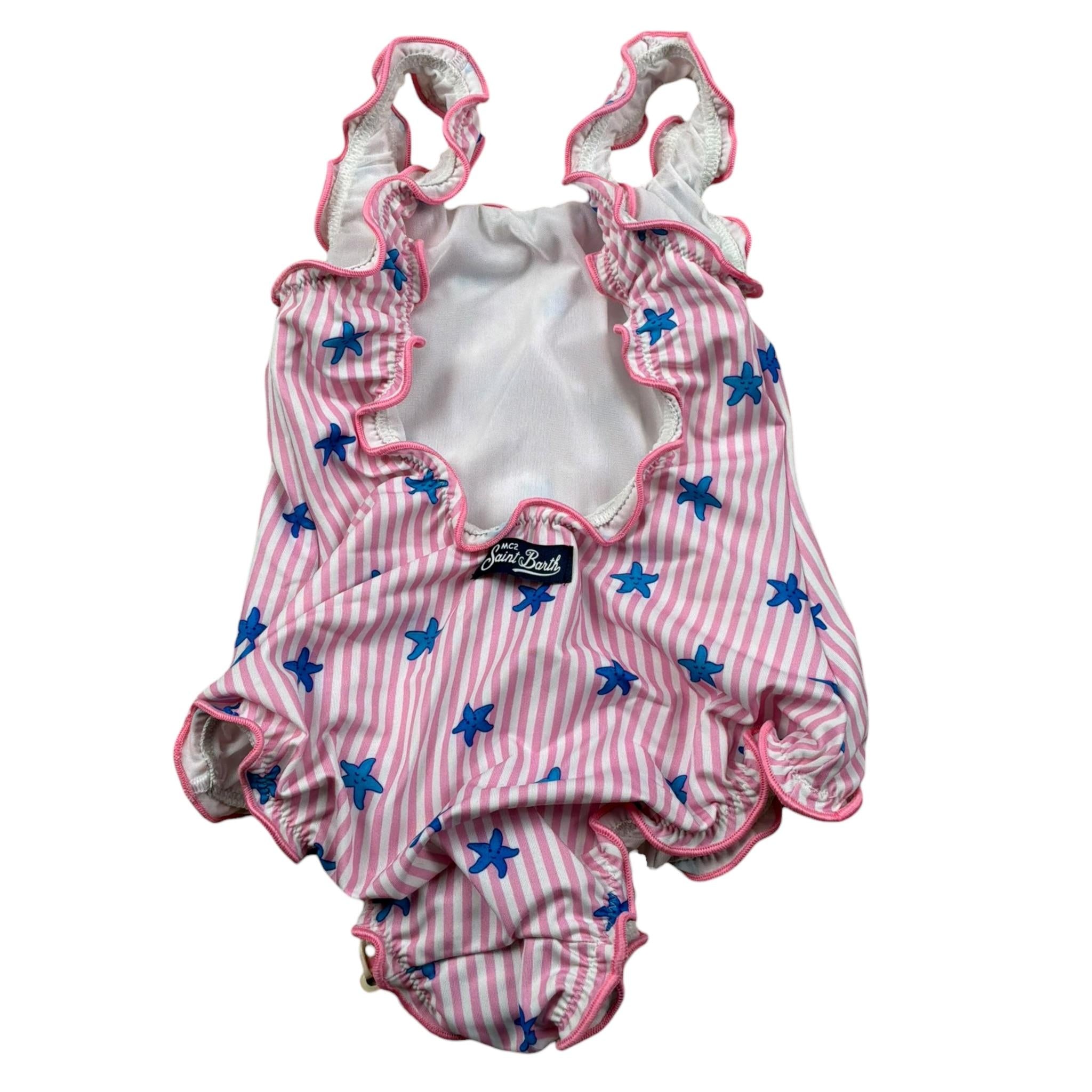 Saint Barth Costume Intero Bicolore con Fantasia A Righe per Bambina CLIO001X BIANCO/ROSA SAINT BARTH 