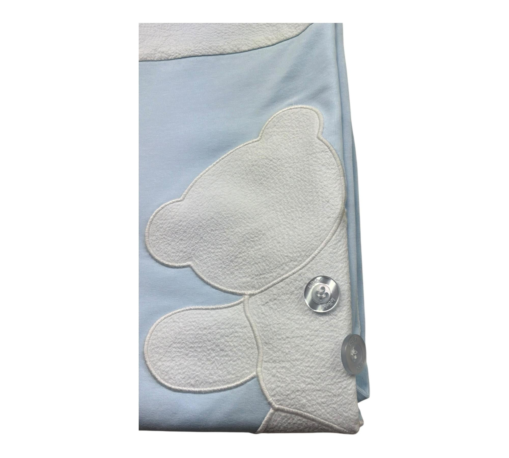 Le Bebe Coperta Bicolore Tinta Unita con Orso per Neonato LBB5293 AZZURRO LE BEBE 