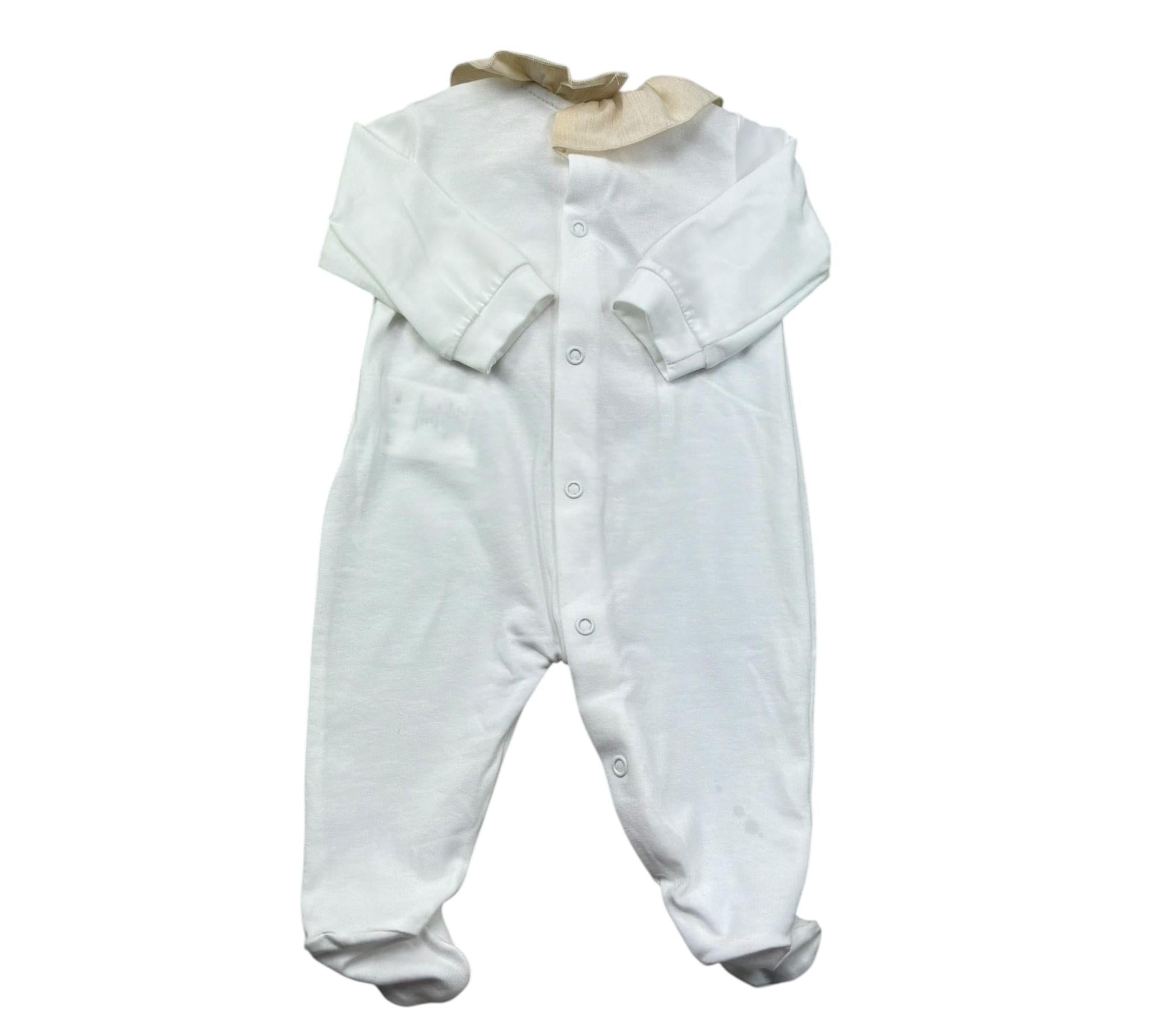 Le Bebe Tutina Manica Lunga Tinta Unita con Stampa per Neonata LBG6333 BIANCO LE BEBE 