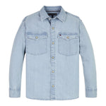 TOMMY HILFIGER camicia in denim tinta unita con tasconi Azzurro per Bambino KB0KB09080 AZZURRO TOMMY HILFIGER 