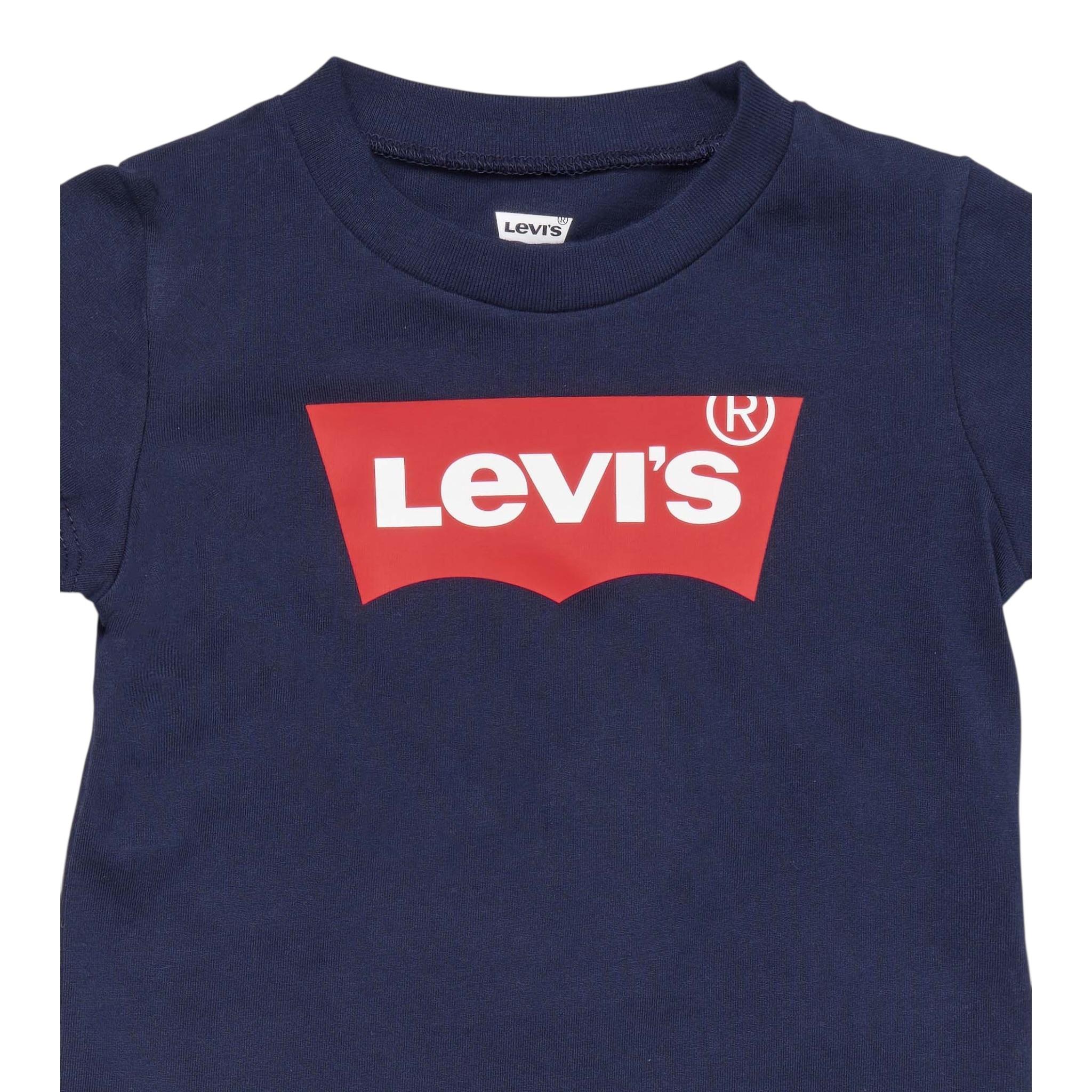 Levi'S T-Shirt Girocollo Tinta Unita con Logo per Neonato 6E8157XX BLU LEVI'S 