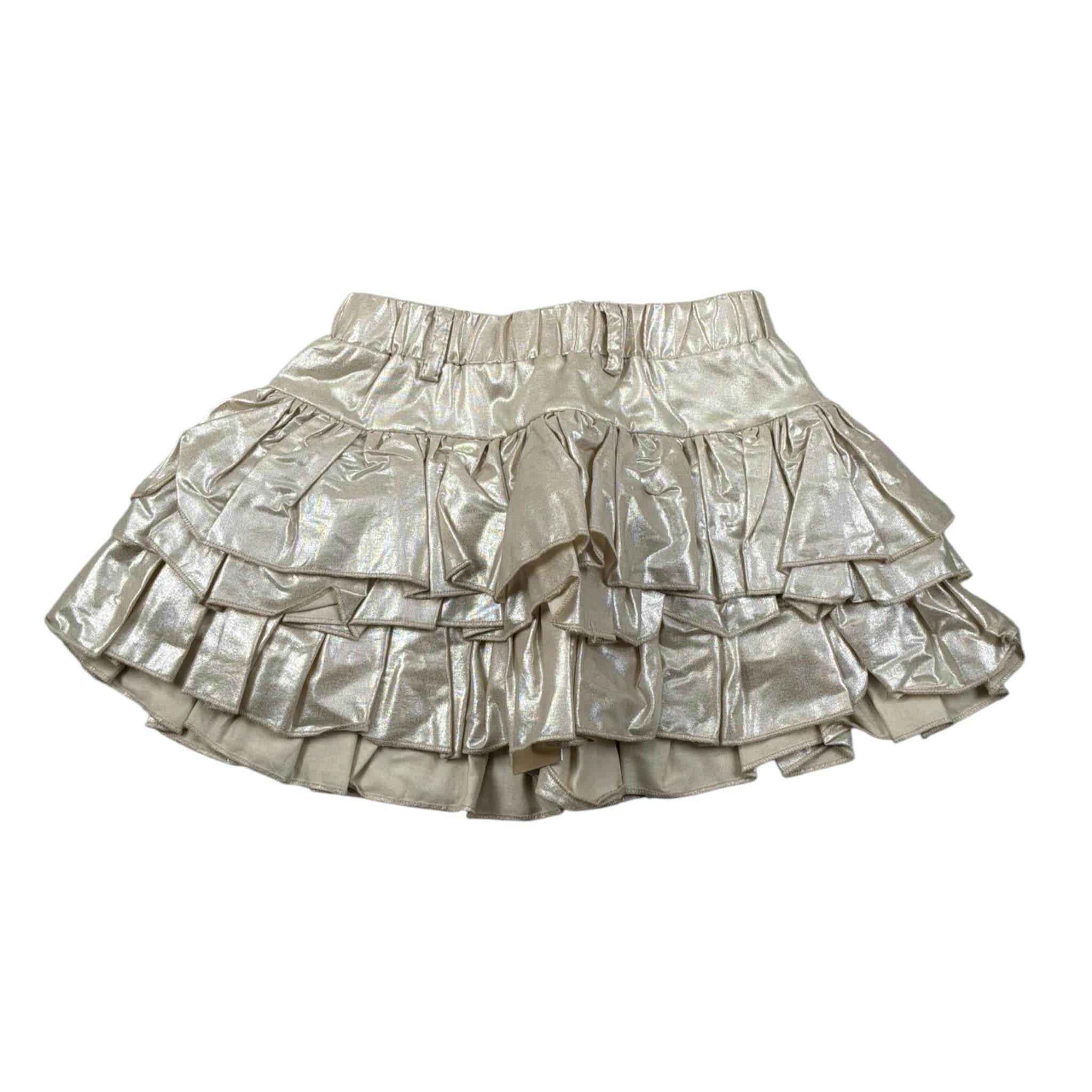 Miss Grant Gonna Tinta Unita con Balze per Bambina MG1343X ORO MISS GRANT 