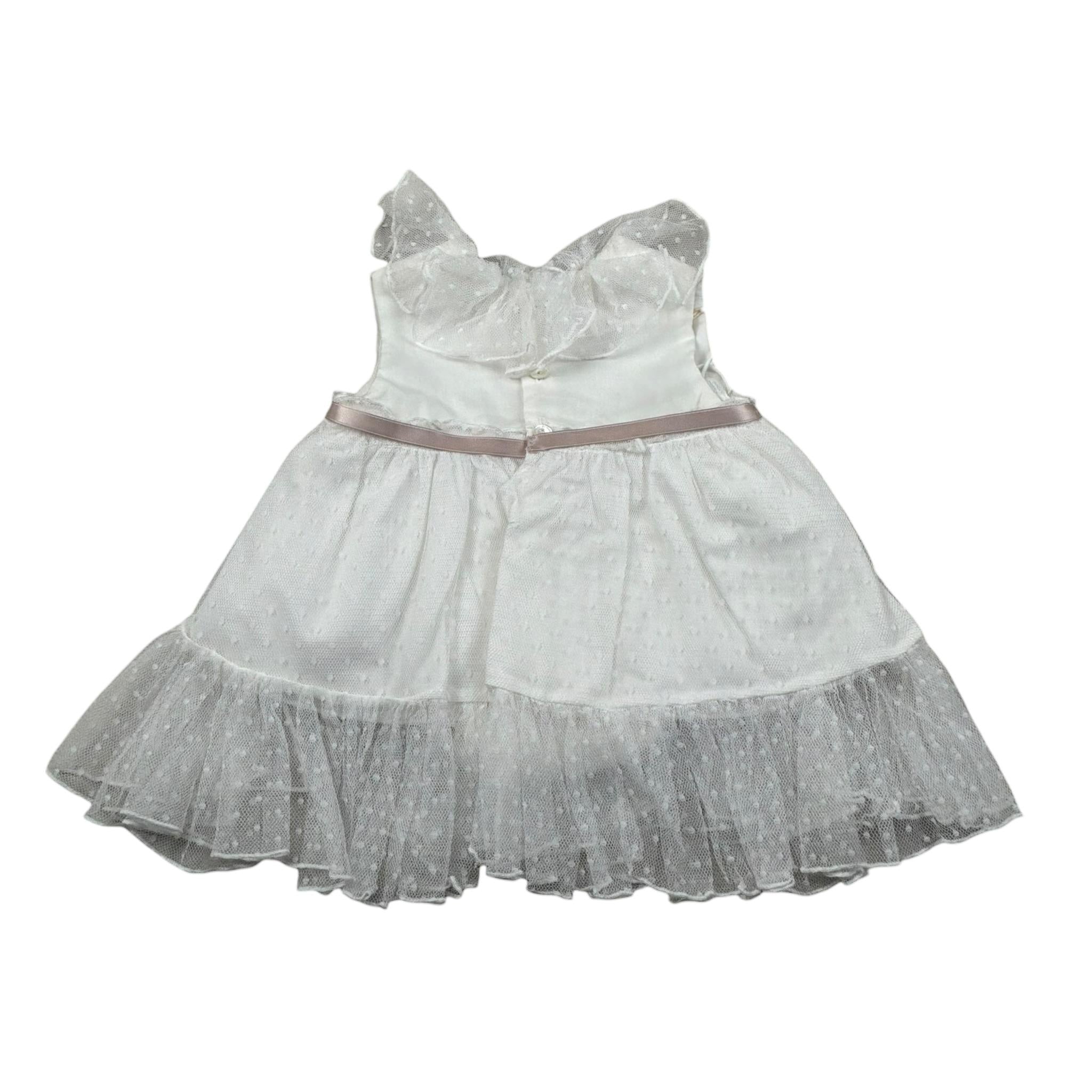 La Stupenderia Abito Giromanica Tinta Unita con Tulle per Neonata CBAB64 BIANCO LA STUPENDERIA 
