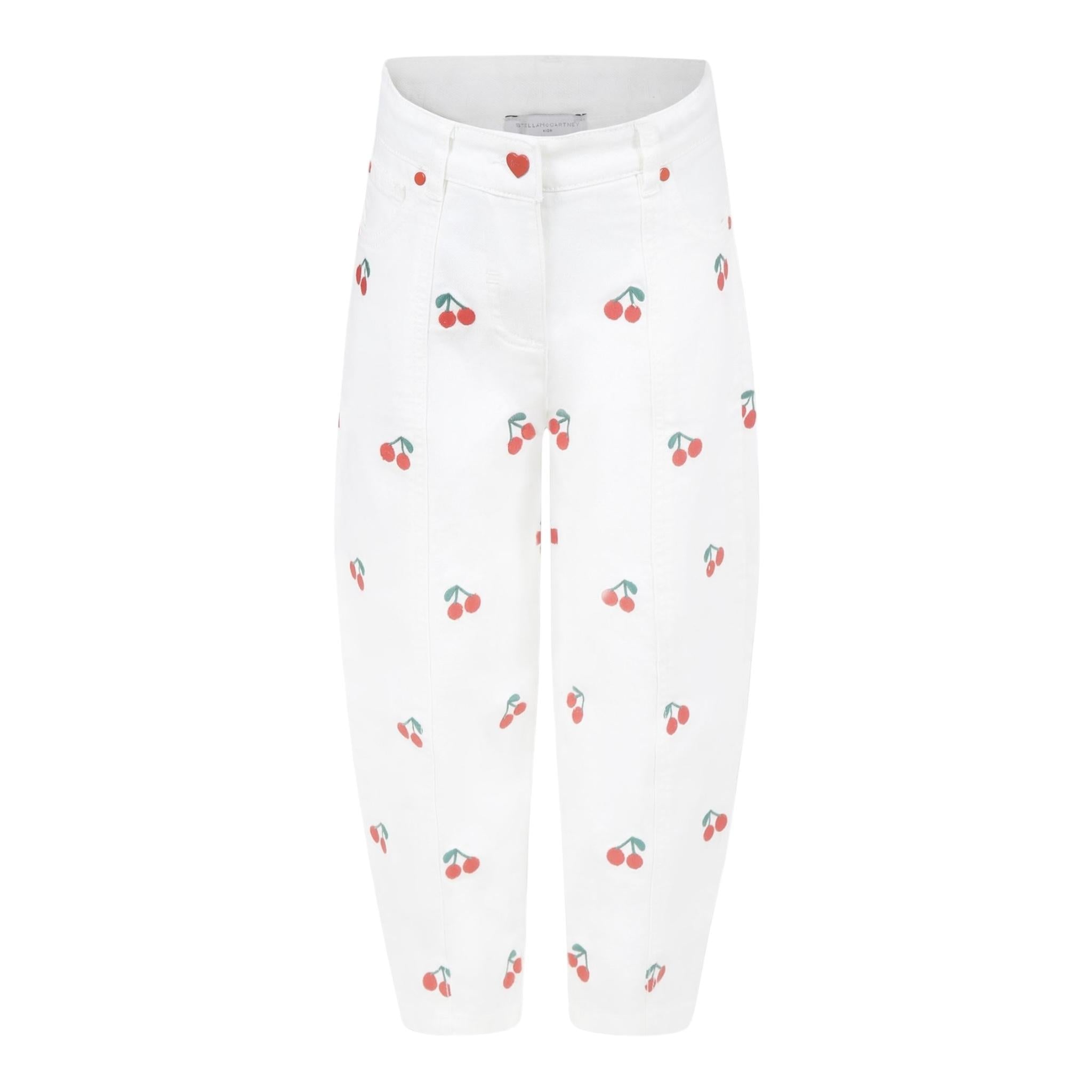 Stella Mccartney Jeans Tinta Unita con Ricami Ciliegie per Bambina TW6B800X BIANCO STELLA McCARTNEY 