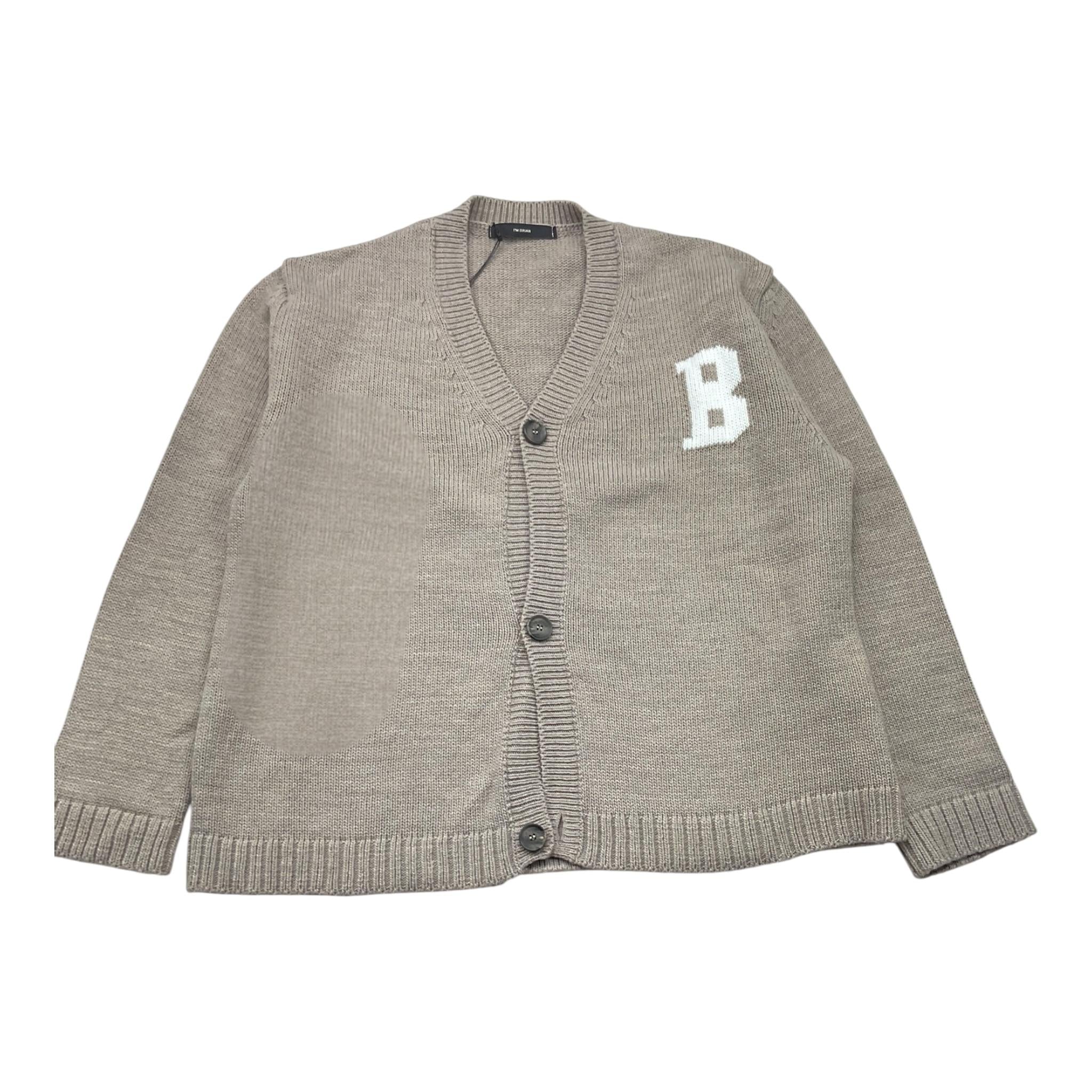 I'M BRIAN cardigan tinta unita con bottoni e stampa Sabbia per Bambino MA3009J SABBIA I'M BRIAN 