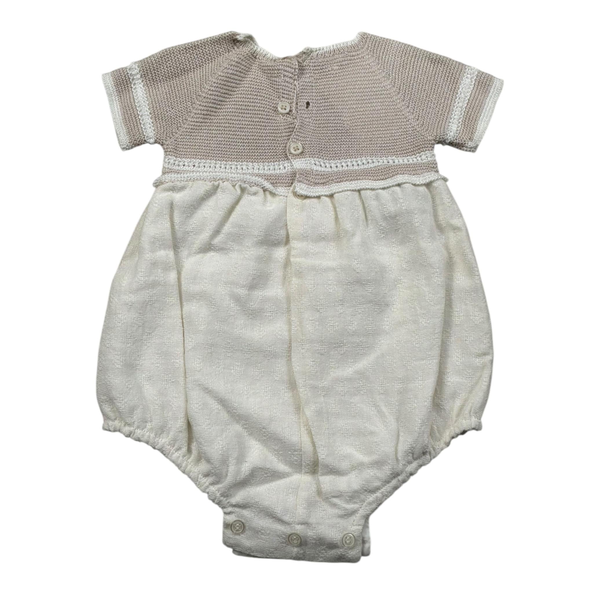 Paz Rodriguez Pagliaccetto Mezza Manica Bicolore per Neonato 00542375 BEIGE PAZ RODRIGUEZ 