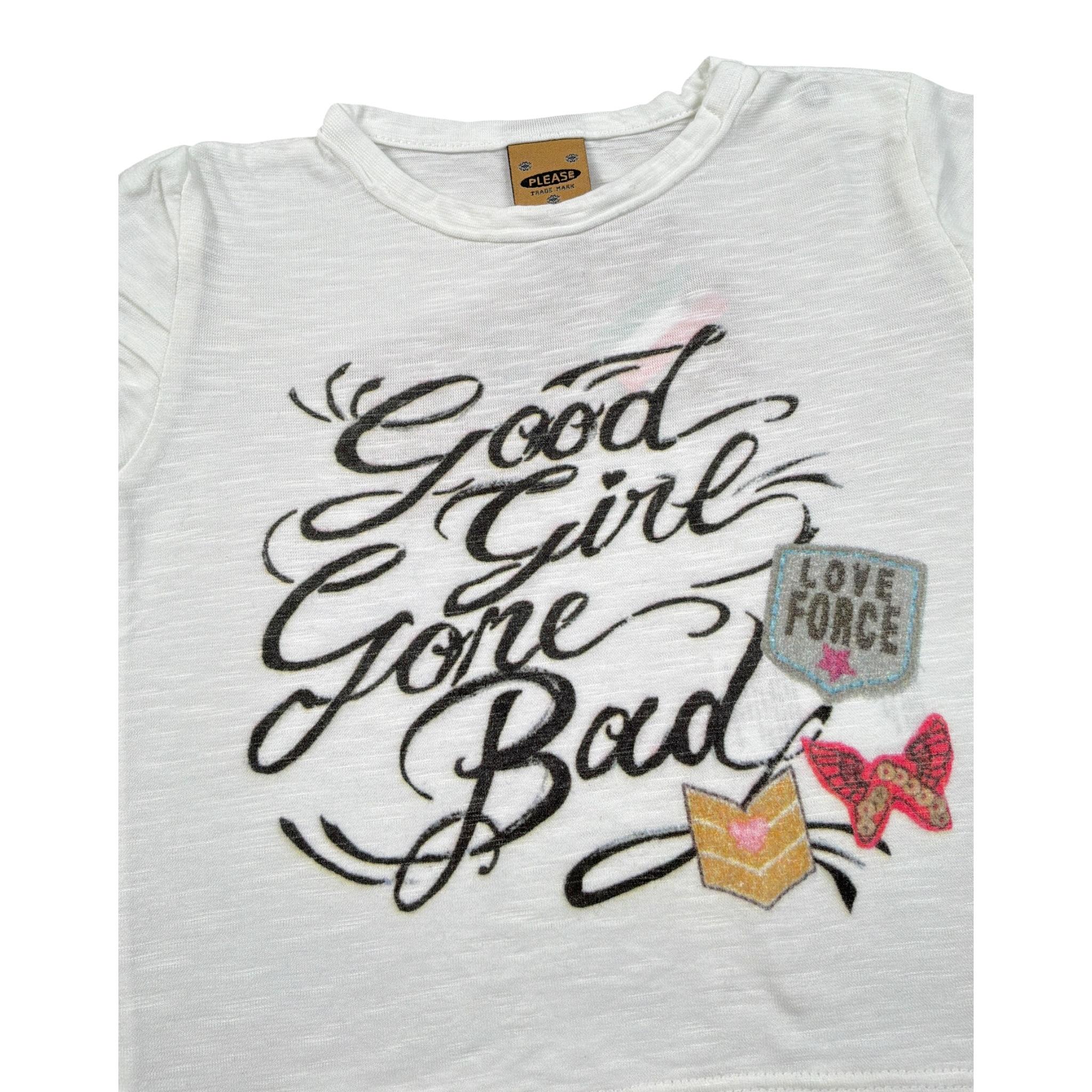 Please T-Shirt Girocollo tinta unita con Stampa Bianco per Neonata MB86030G BIANCO PLEASE 