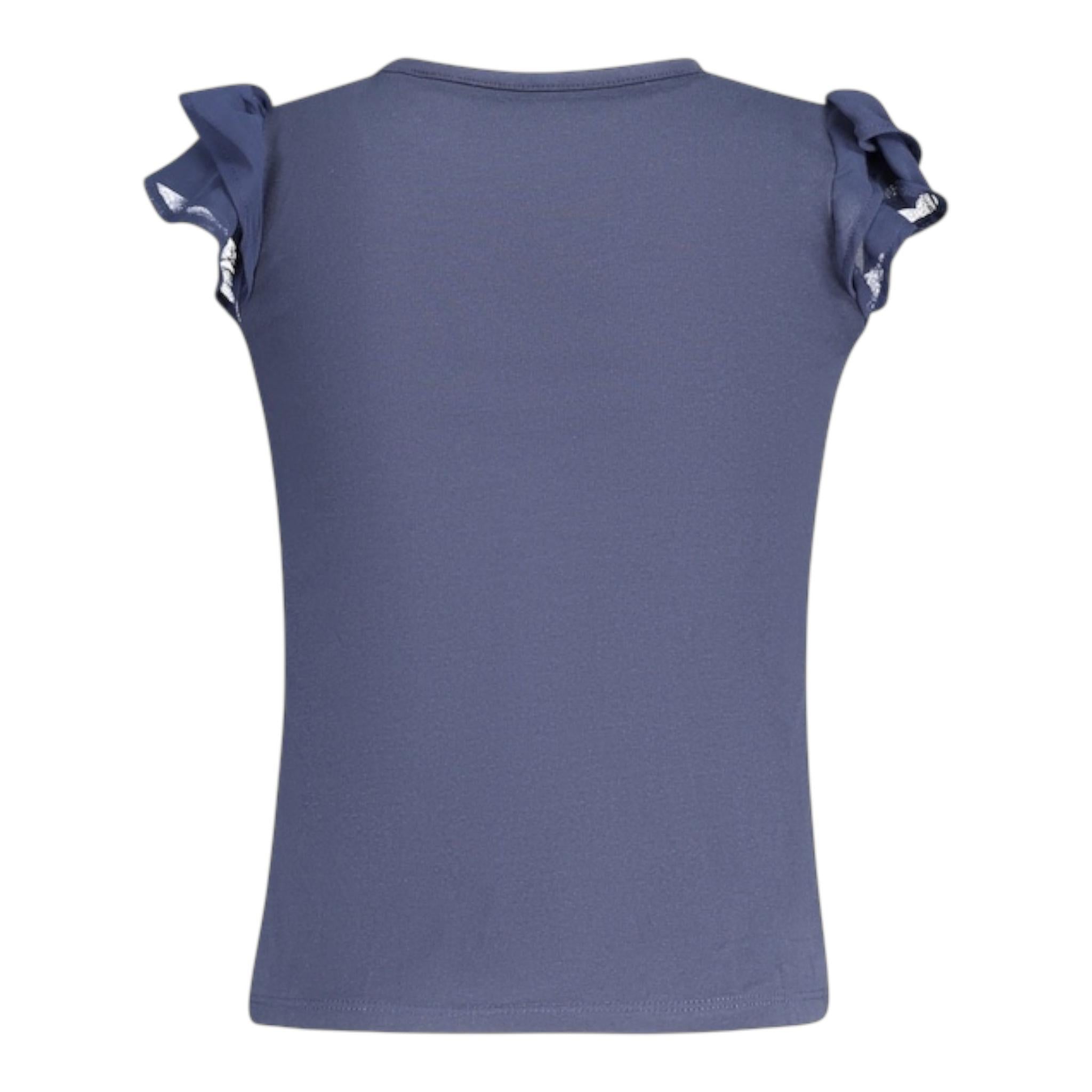 Guess Canotta Girocollo con Maniche In Tulle Tinta Unita con Stampa per Neonata K4GI20K6YW1 BLU GUESS 