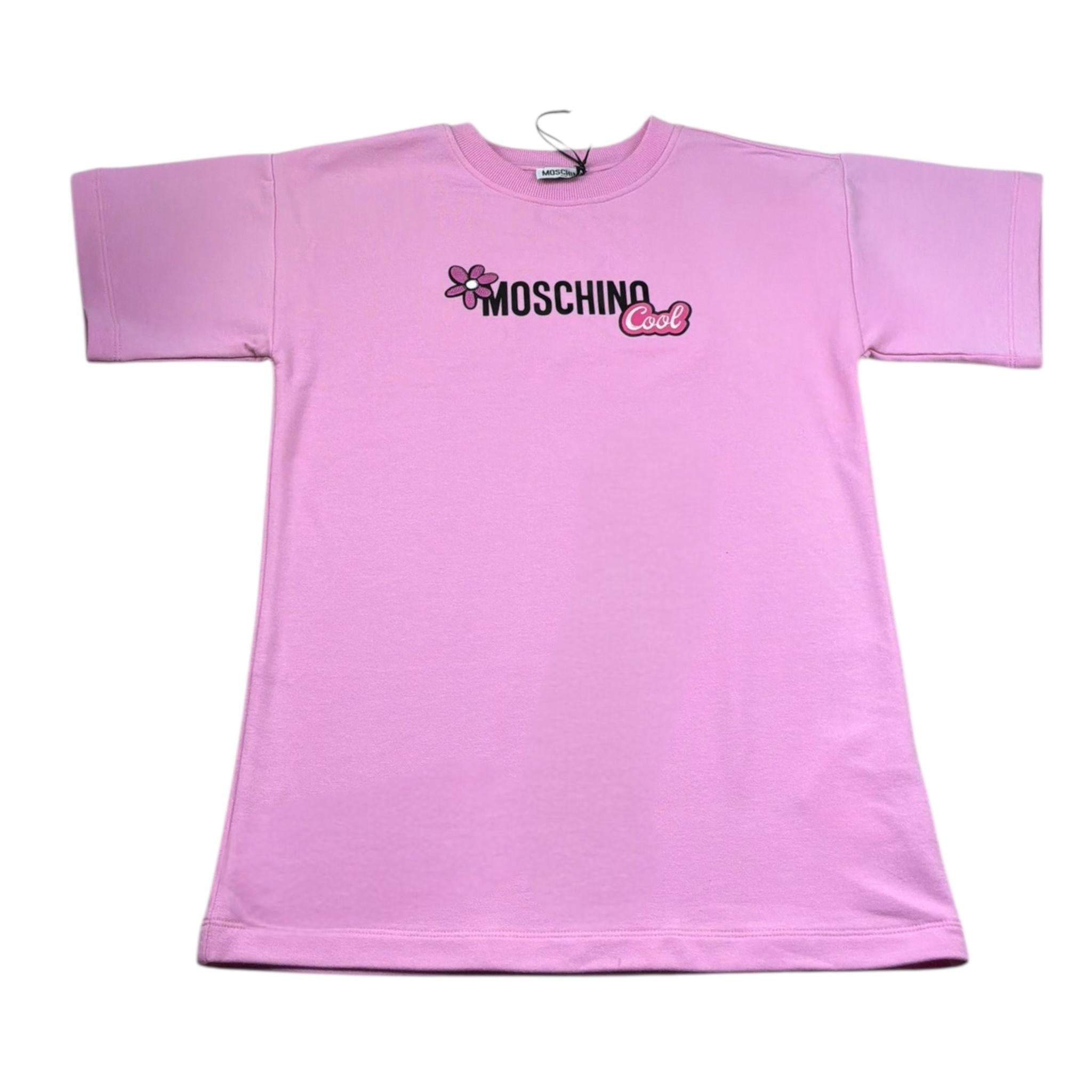 Moschino Abito Mezza Manica Tinta Unita con Stampa per Bambina HEV0GL ROSA MOSCHINO 