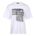 Dsquared2 T-Shirt Girocollo Tinta Unita con Stampa In Contrasto per Bambino DQ2801 BIANCO DSQUARED2 