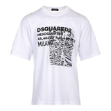 Dsquared2 T-Shirt Girocollo Tinta Unita con Stampa In Contrasto per Bambino DQ2801 BIANCO DSQUARED2 