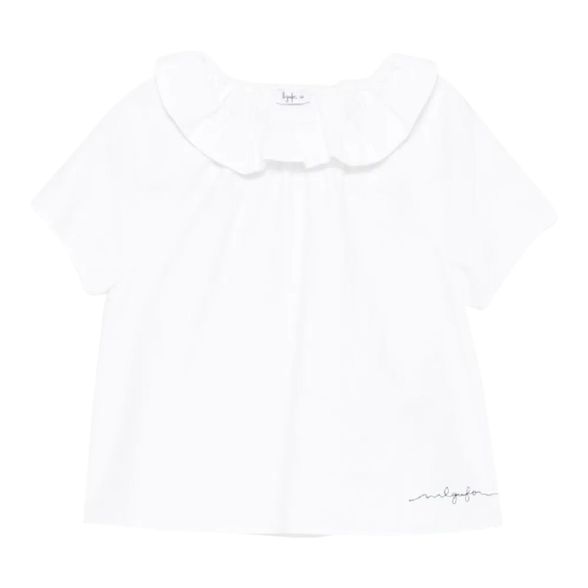 Il Gufo Camicia Mezza Manica Tinta Unita per Bambina P25CC107R0004X BIANCO IL GUFO 