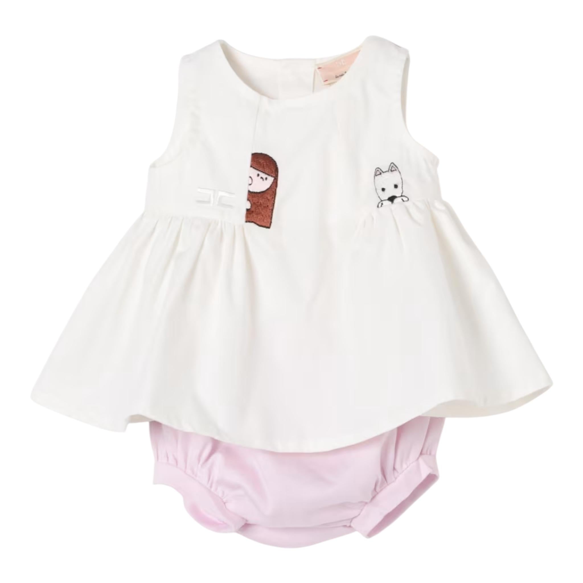 Elisabetta Franchi Completo 2 Pezzi Camicia-Coulotte Bicolore per Neonata ENCD098X BIANCO ELISABETTA FRANCHI 