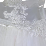 Isabel Couture Abito Tinta Unita con Tulle per Bambina IS43048S BIANCO ISABEL COUTURE 