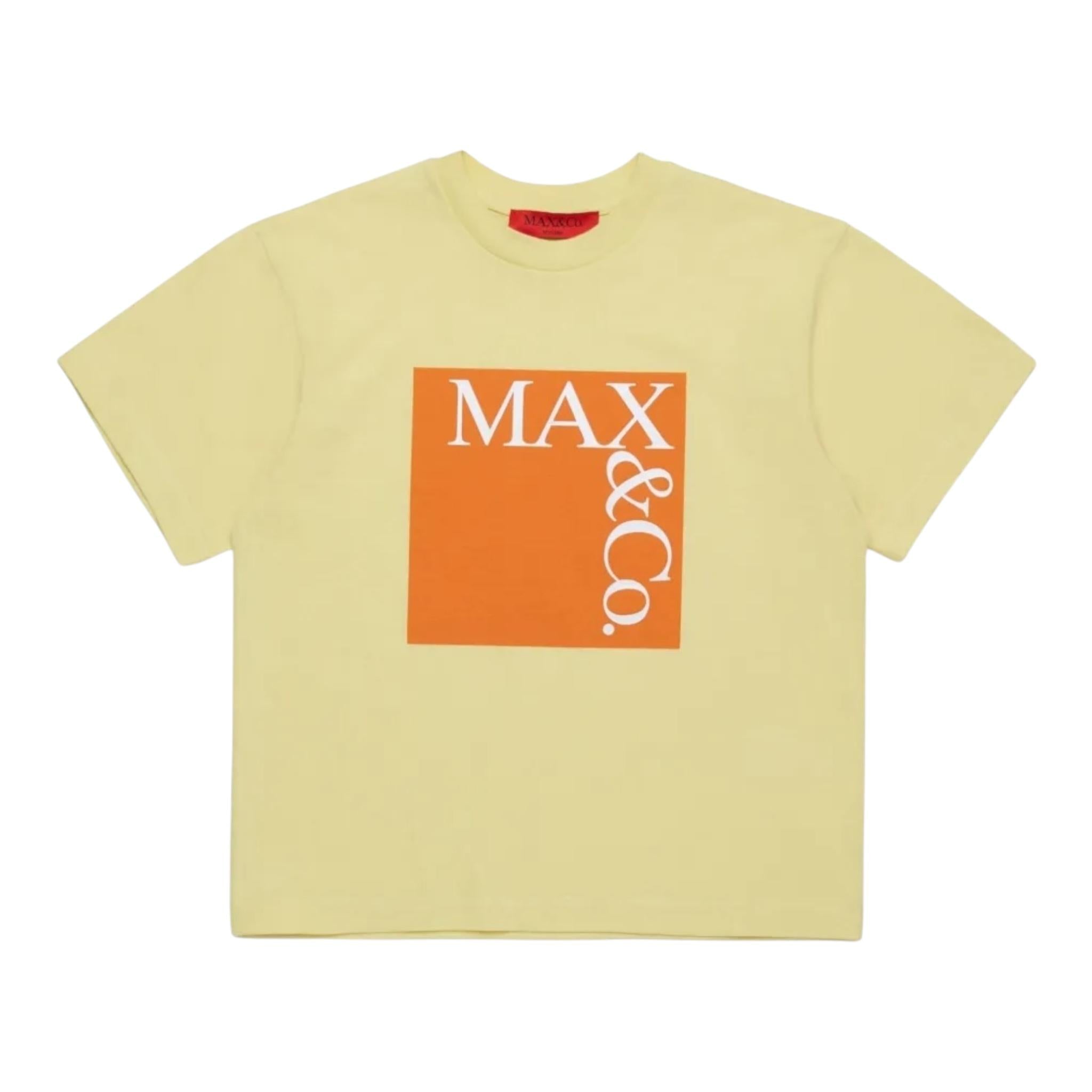 Max Mara T-Shirt Girocollo Tinta Unita con Stampa per Bambina MX0005 GIALLO MAX MARA 