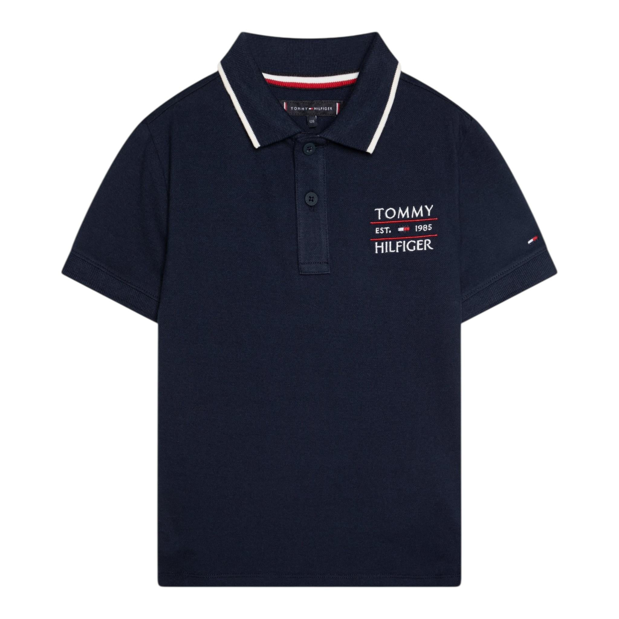 Tommy Hilfiger Polo Mezza Manica con Ricamo Logo per Bambino KB0KB09524 BLU TOMMY HILFIGER 