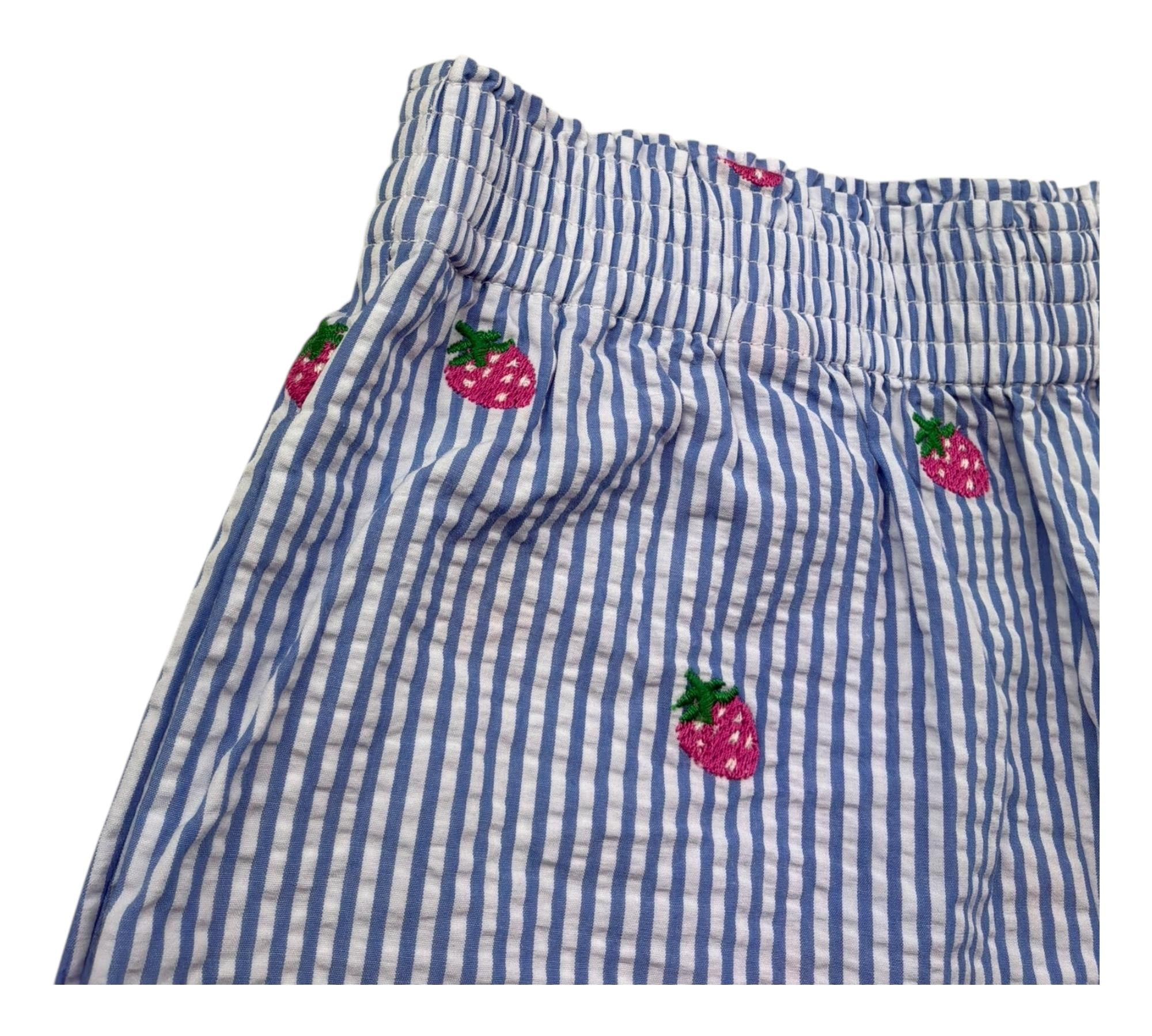 Saint Barth Short Fantasia A Righe con Ricami Fragole per Bambina MEAVEJRR BIANCO/BLU SAINT BARTH 