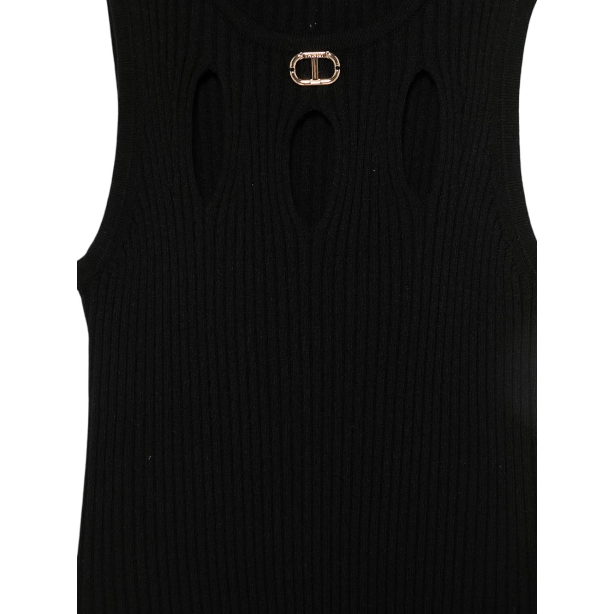 Twinset Canotta Tinta Unita con Logo per Bambina 251GJ3413X NERO TWINSET 