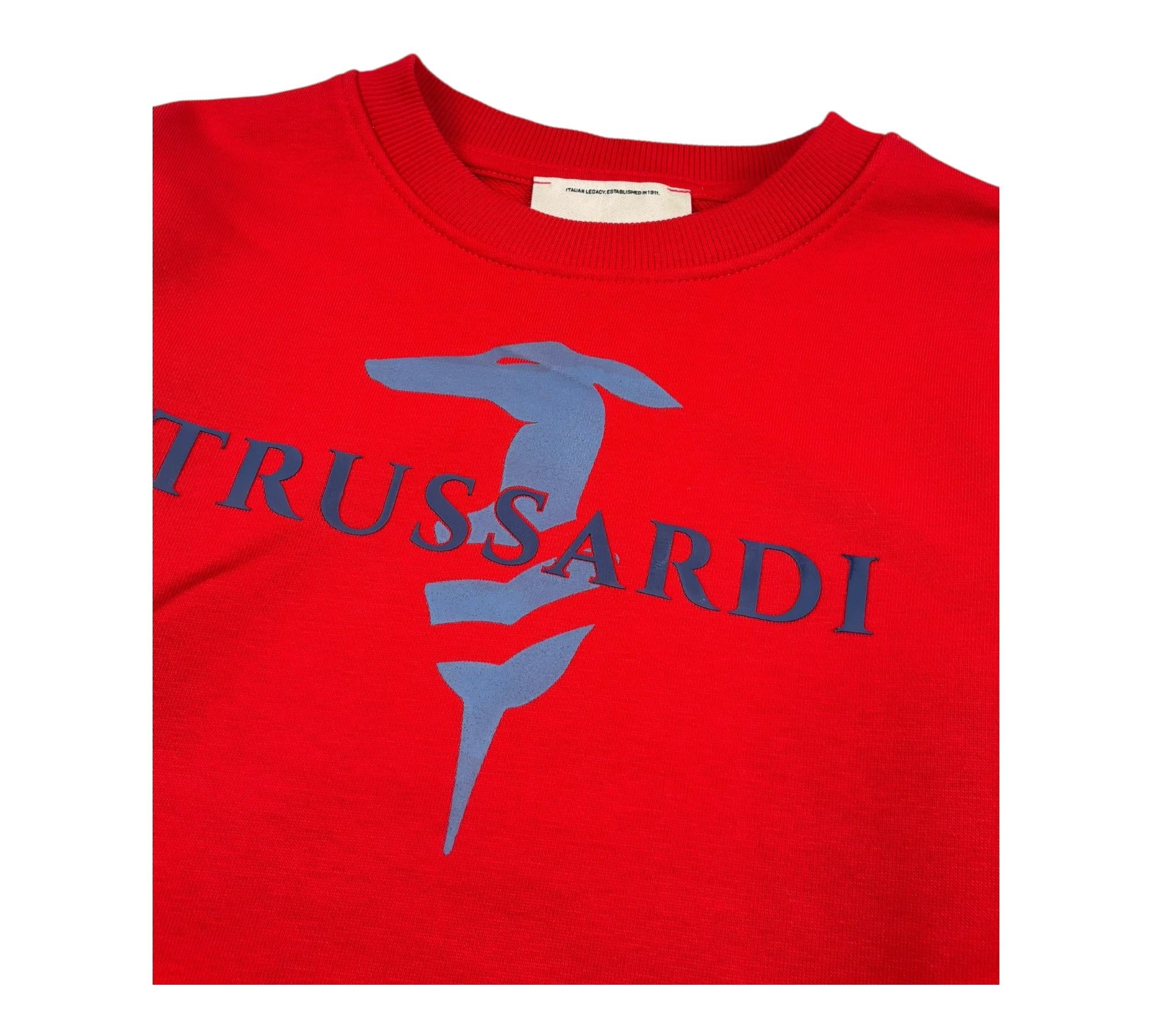 Trussardi Felpa Chiusa Girocollo Tinta Unita con Stampa per Bambino TBP26036FE ROSSO TRUSSARDI 