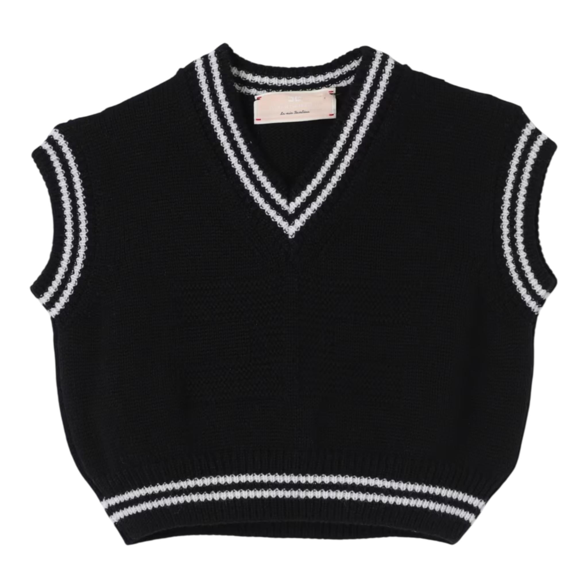 ELISABETTA FRANCHI gilet in maglia scollo a v tinta unita Nero per Bambina EFMA153XX NERO ELISABETTA FRANCHI 