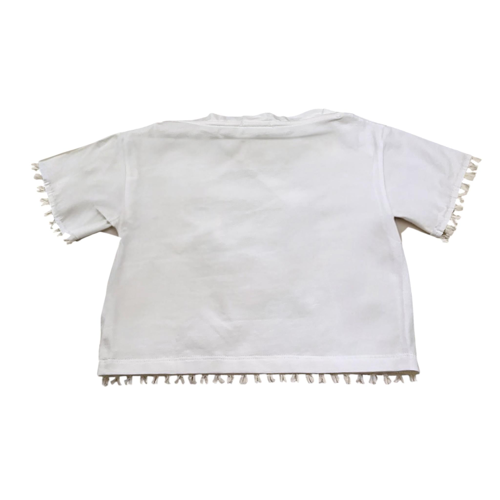 Lalalu' T-Shirt Tinta Unita Girocollo con Taschino per Bambina TSL80PB BIANCO LALALU' 