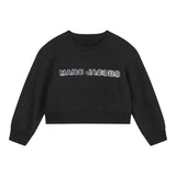 MARC JACOBS felpa chiusa girocollo tinta unita con stampa logo brillantinata Nero per Bambina W60263 NERO MARC JACOBS 