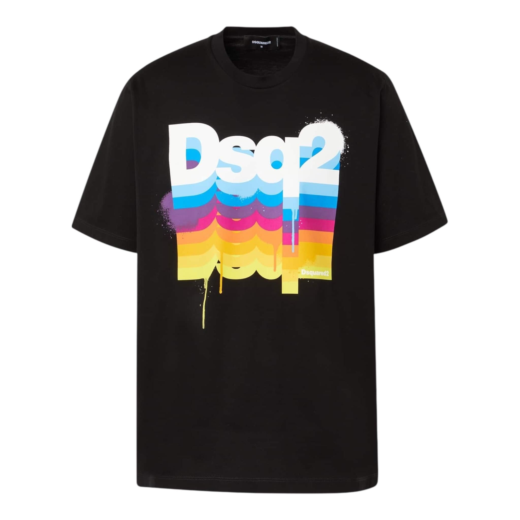 Dsquared2 T-Shirt Girocollo Tinta Unita con Stampa per Bambino DQ1223 NERO DSQUARED2 