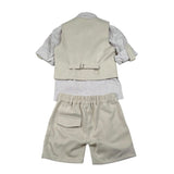 Never Too Completo 4 Pezzi Camicia-Bermuda-Gilet-Papillion per Bambino GM2234B BEIGE NEVER TOO 
