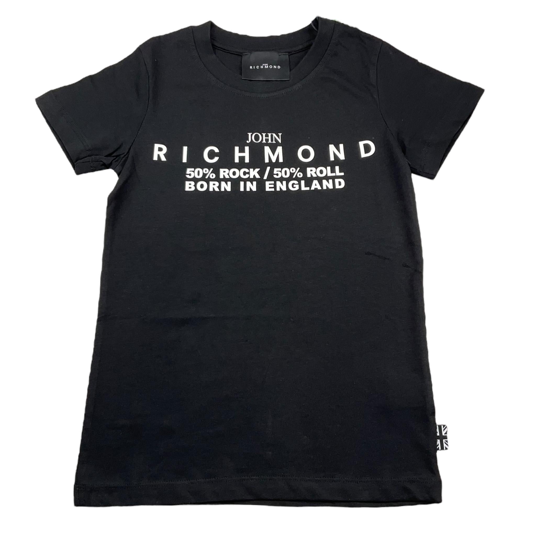 JOHN RICHMOND t-shirt girocollo tinta unita con logo Nero per Bambino RBA24048TS NERO JOHN RICHMOND 