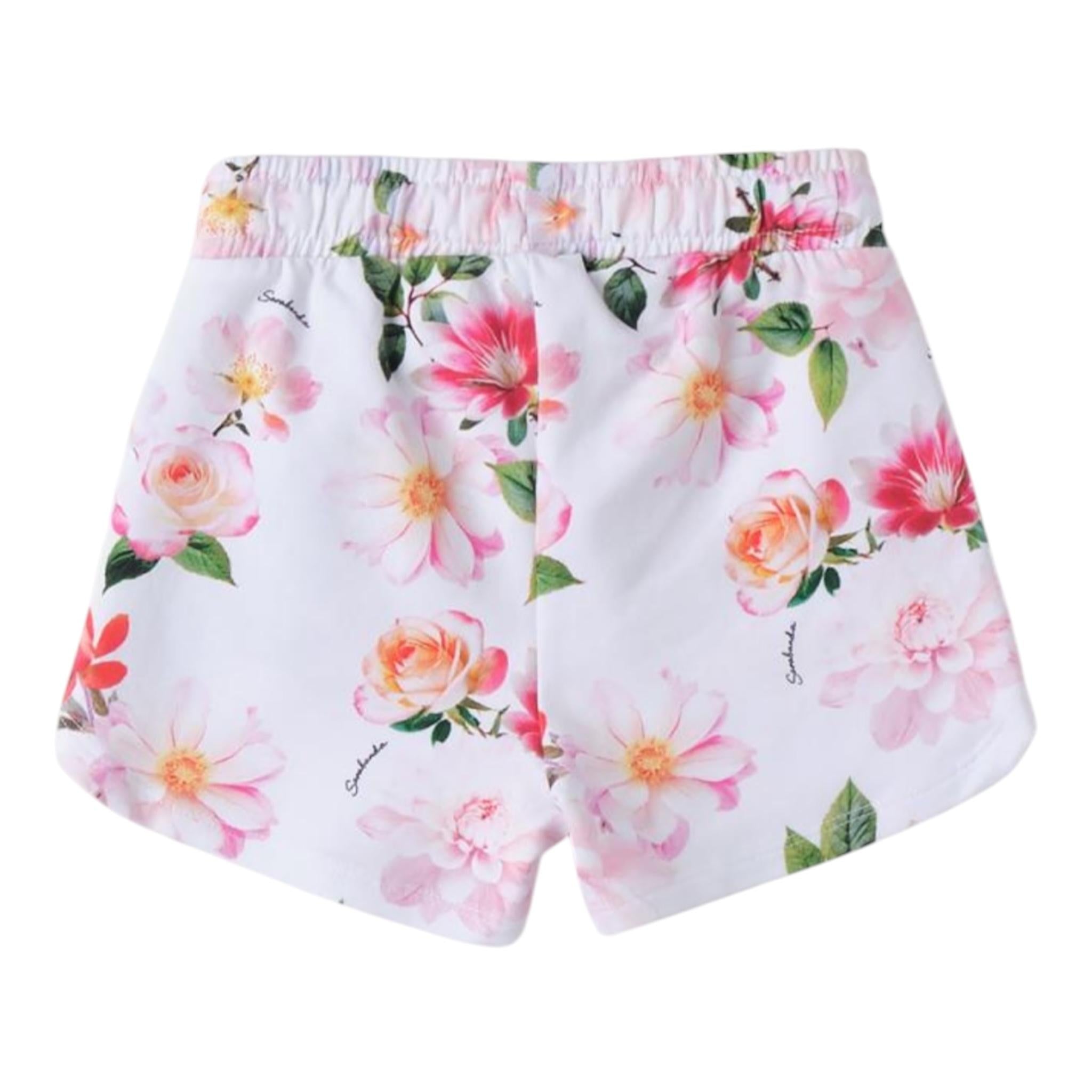 Sarabanda Short Tinta Unita con Fantasia Fiori per Neonata 0B221N BIANCO SARABANDA 