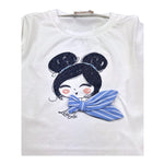 Liu Jo T-Shirt Tinta Unita Girocollo con Stampa per Bambina KA5039XXX BIANCO LIU JO 