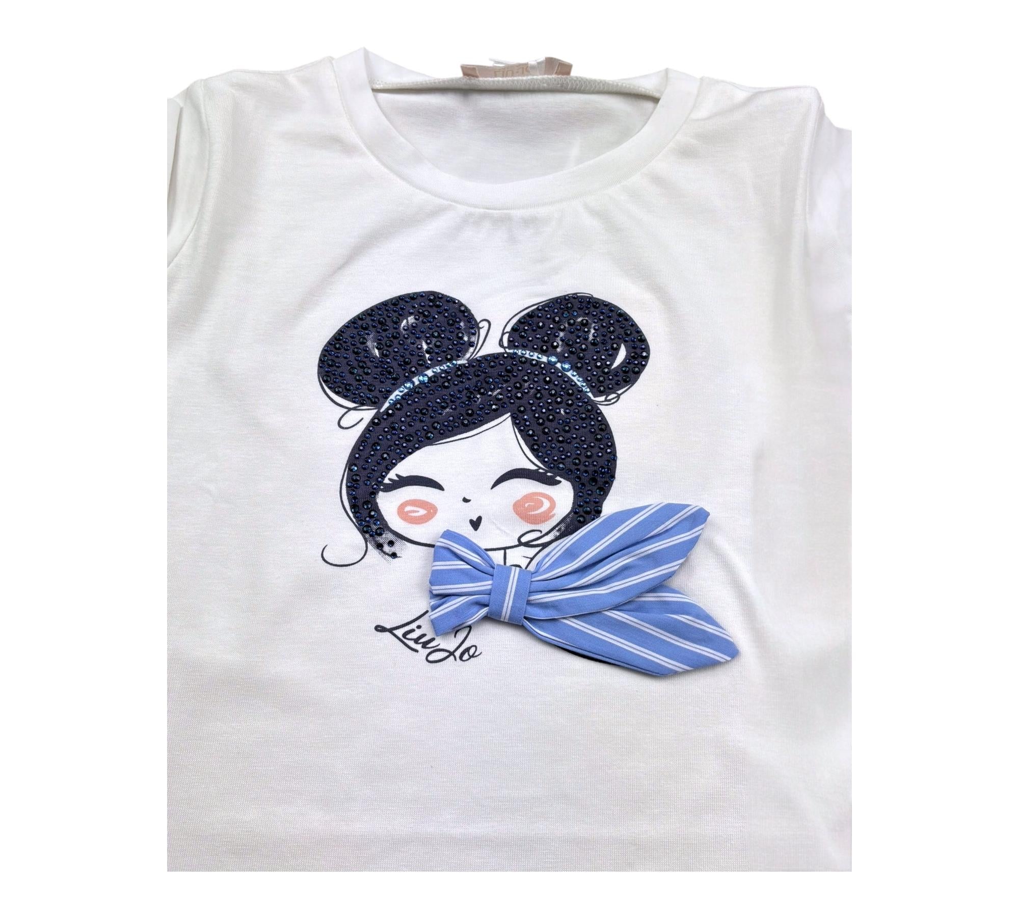 Liu Jo T-Shirt Tinta Unita Girocollo con Stampa per Bambina KA5039XXX BIANCO LIU JO 