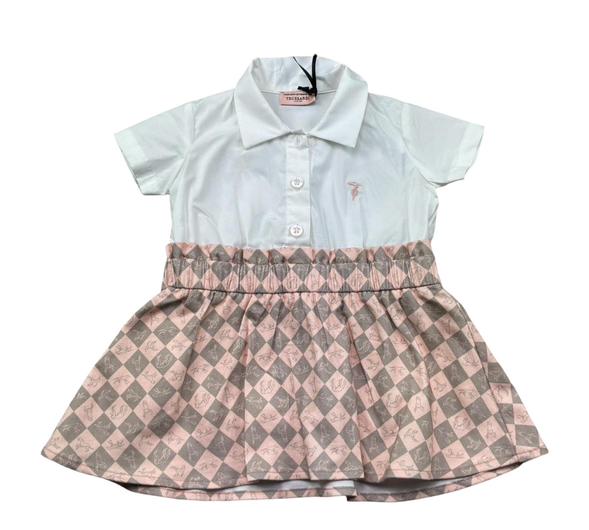 Trussardi Abito Mezza Manica Bicolore per Neonata TIP26133VE BIANCO/ROSA TRUSSARDI 