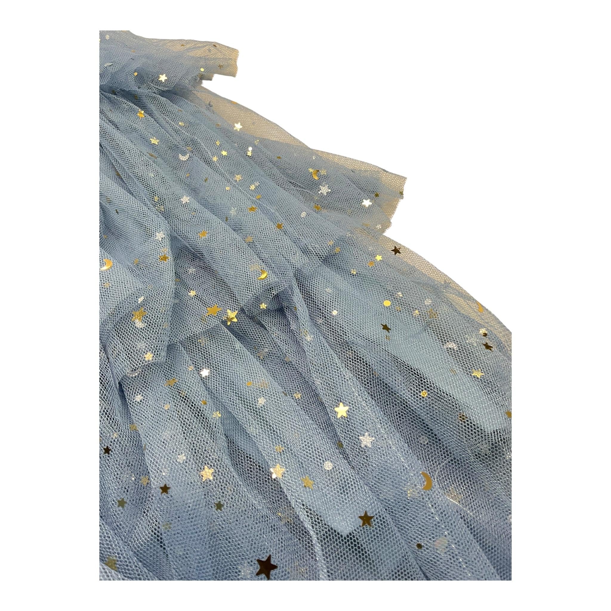 Prinsessefin Abito Tinta Unita con Tulle E Fantasia Stelle per Bambina STARDRESS AZZURRO PRINSESSEFIN 