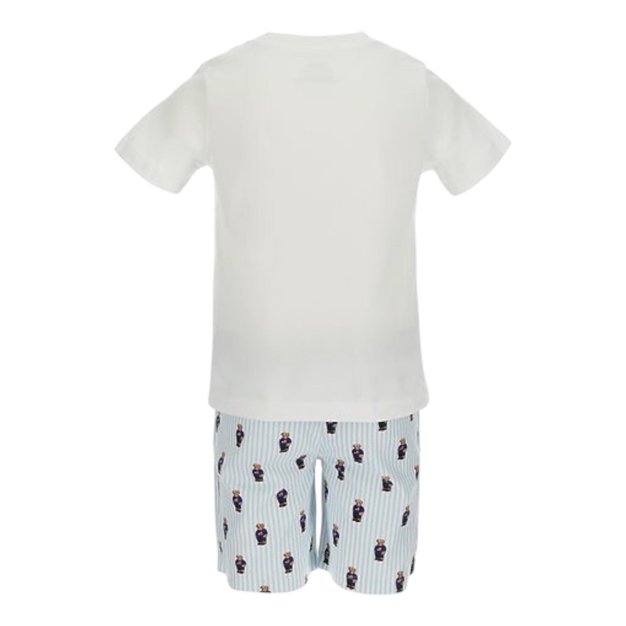 Ralph Lauren Completo 2 Pezzi Pigiama T-Shirt-Bermuda per Bambino 9P0142 BIANCO RALPH LAUREN 