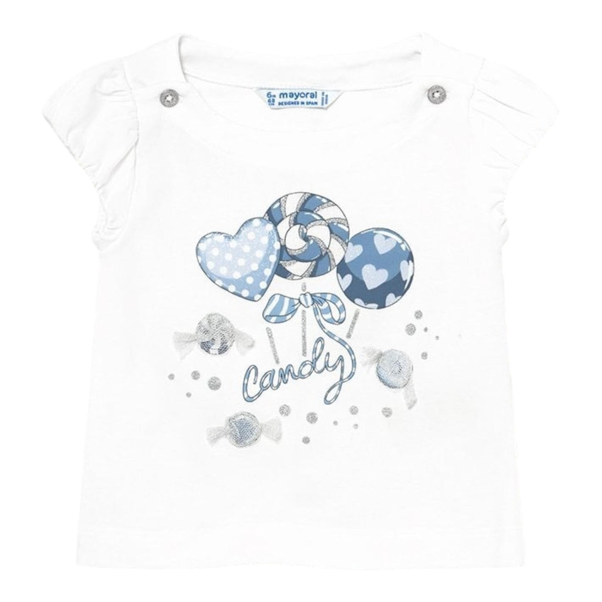 Mayoral T-Shirt Girocollo Tinta Unita con Stampa per Neonata 1081 BIANCO MAYORAL 