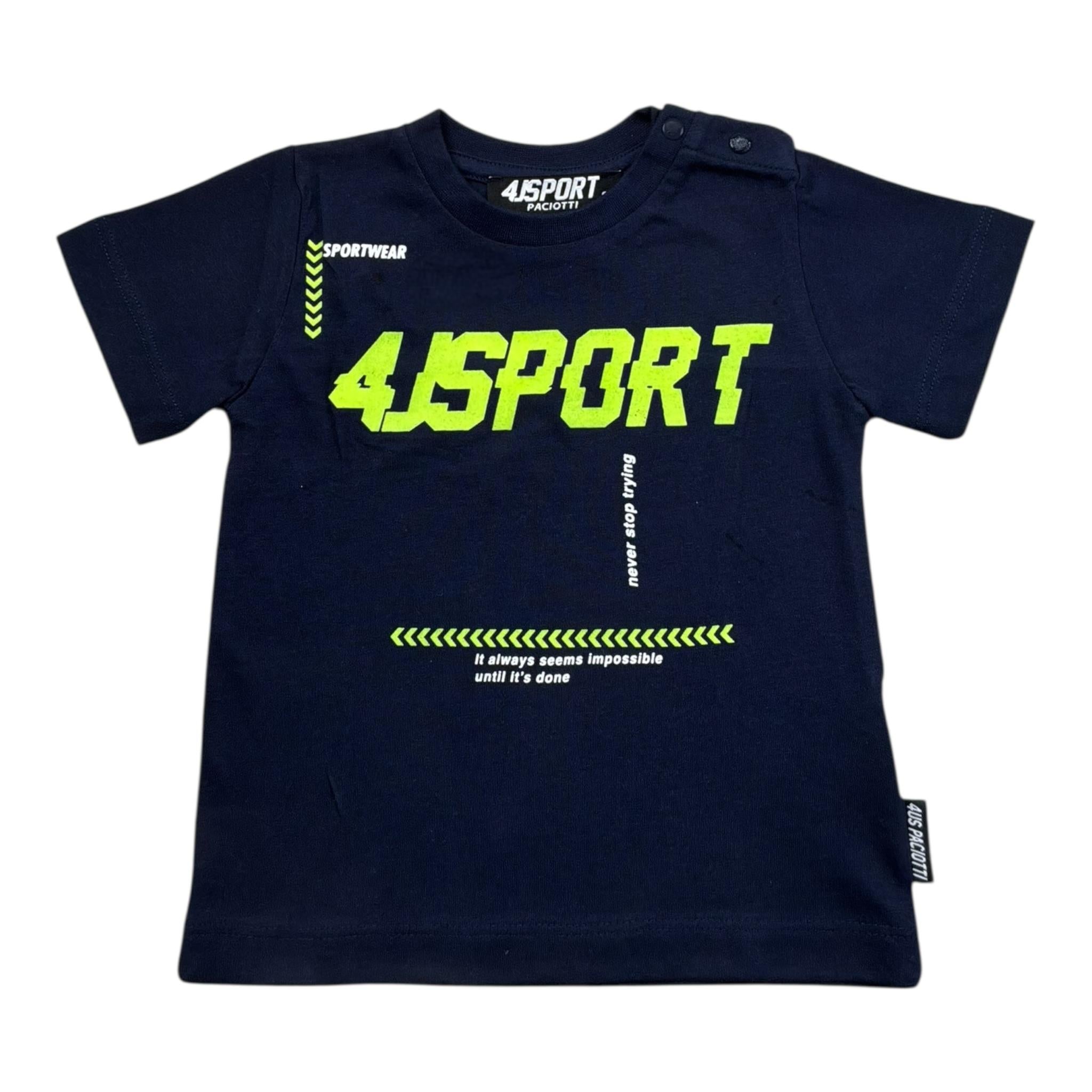 Cesare Paciotti T-Shirt Gitocollo Tinta Unita con Stampa per Neonato TSP1113 BLU CESARE PACIOTTI 