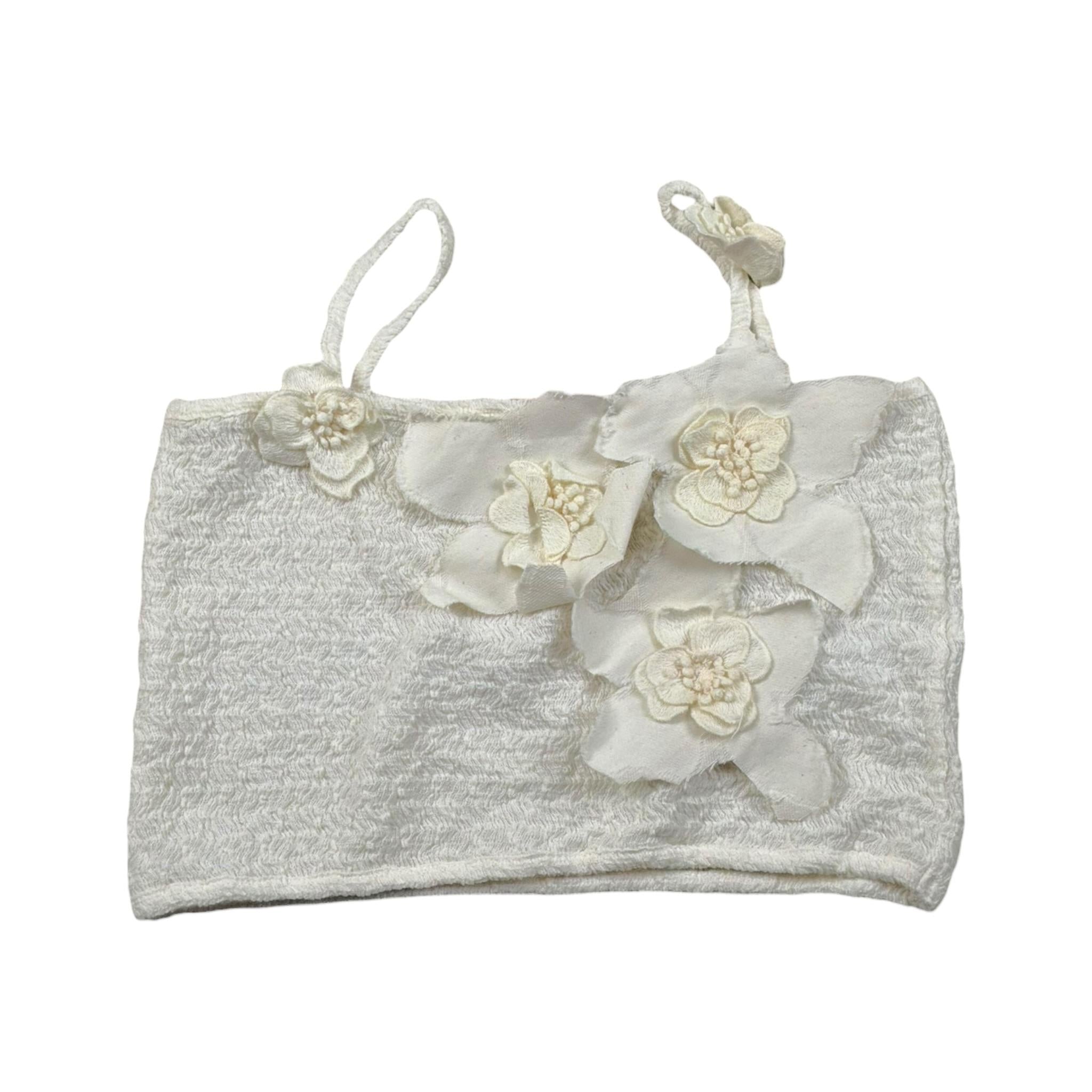 Please Top Tinta Unita con Applicazioni per Bambina M02032G73 PANNA PLEASE 