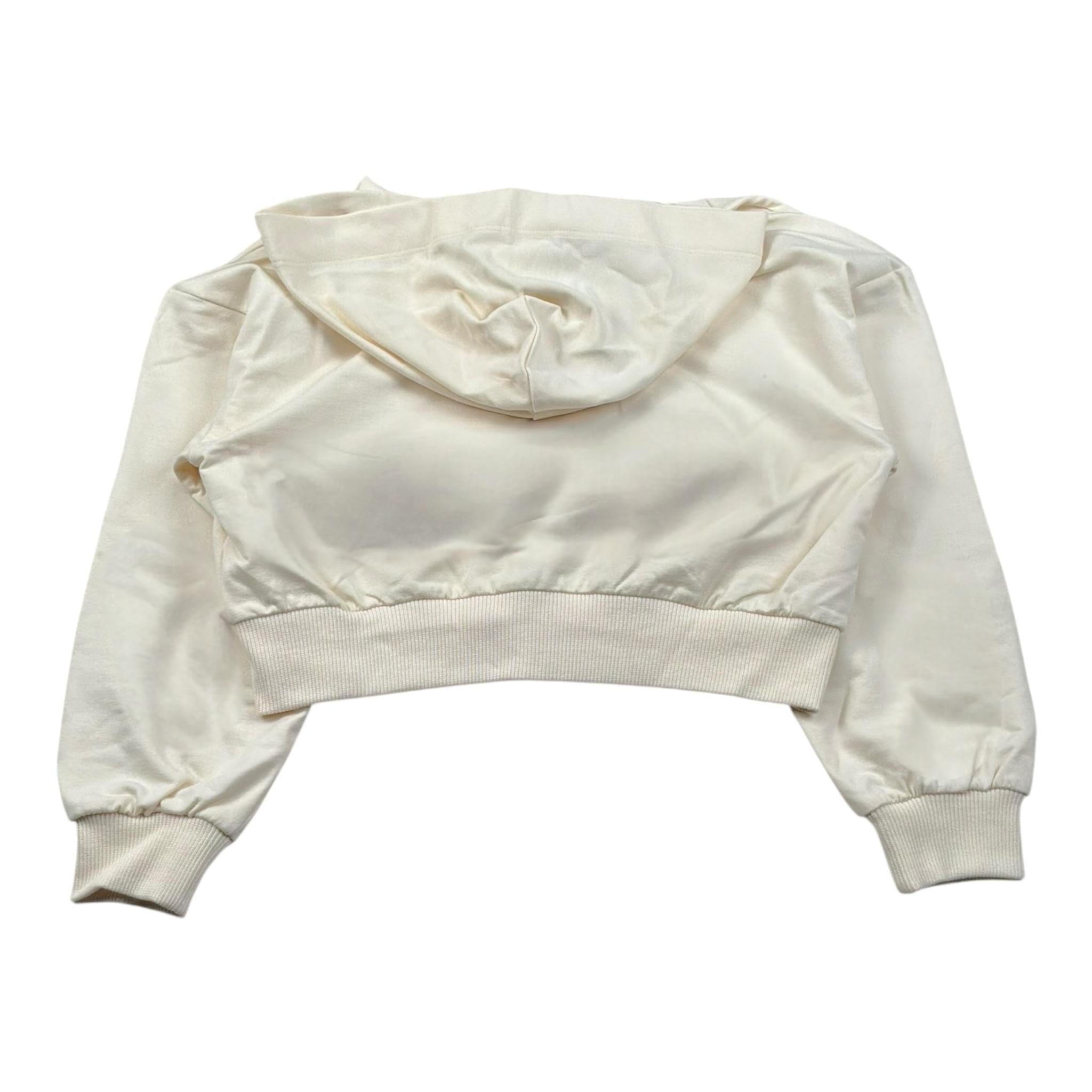 Please Felpa Tinta Unita con Zip E Cappuccio per Bambina LK20042G72 PANNA PLEASE 