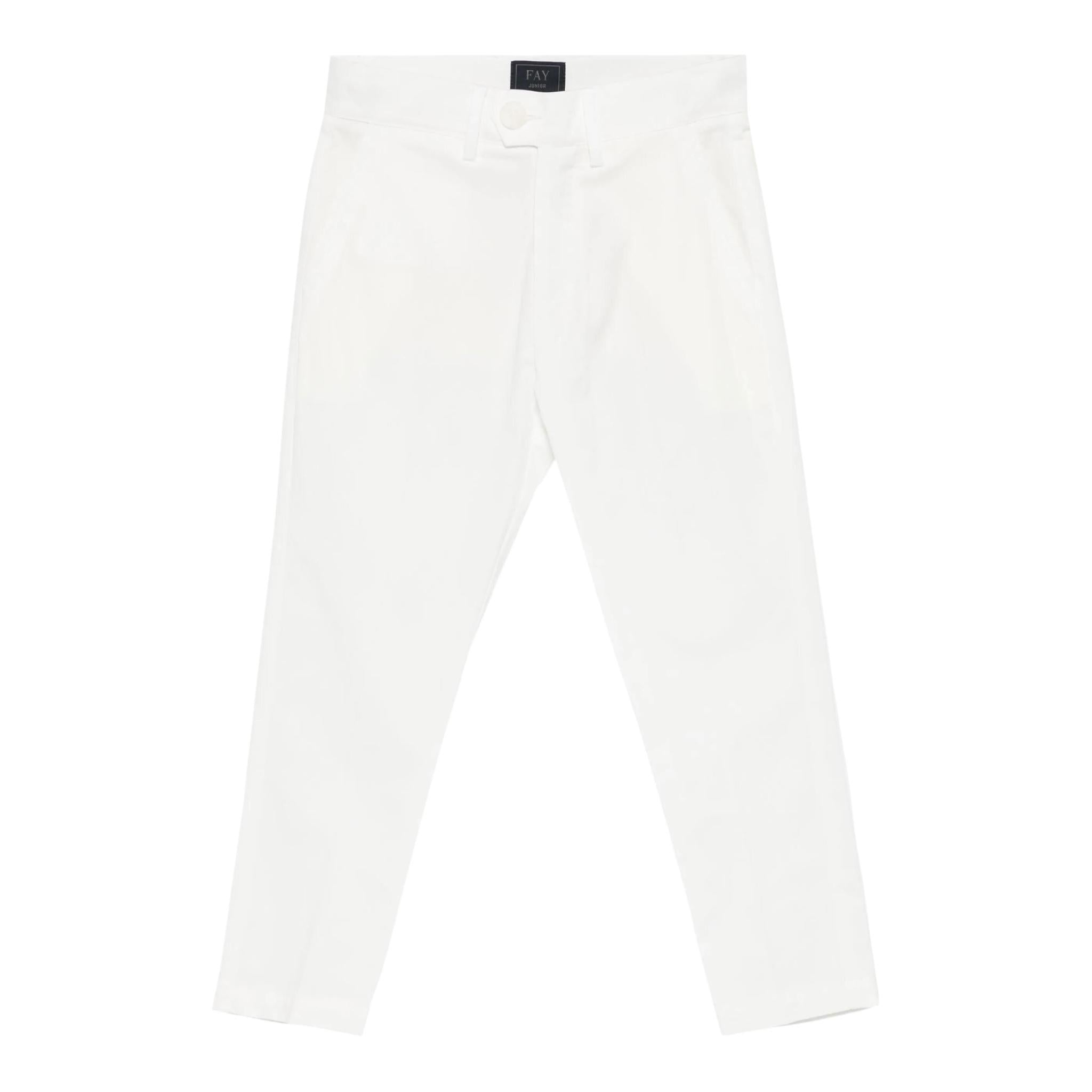 Fay Pantalone Tinta Unita con Girovita Regolabile per Bambino FW6P10 BIANCO FAY 