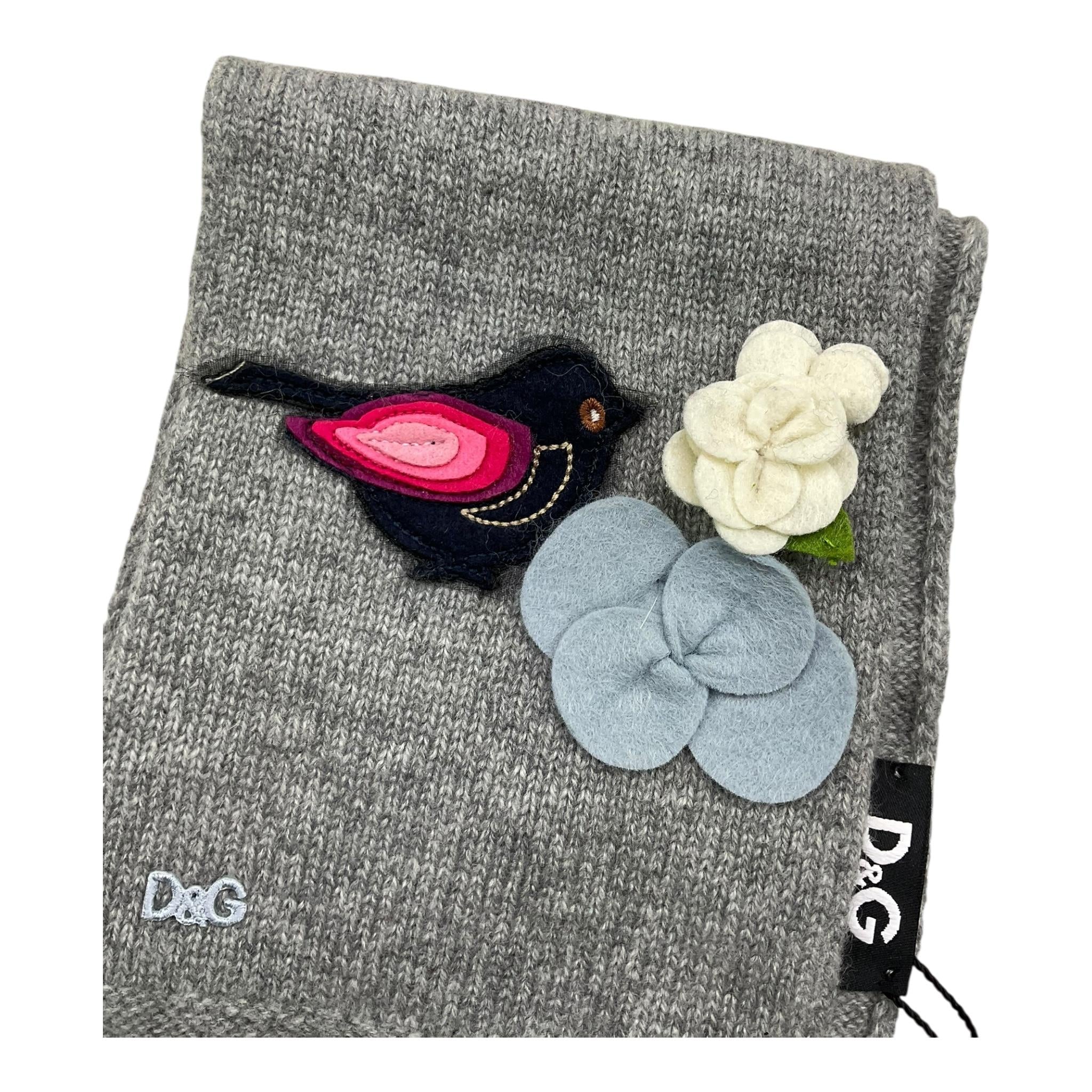 DOLCE & GABBANA sciarpa tinta unita con ricami Grigio per Neonata LNBA45 GRIGIO DOLCE & GABBANA 