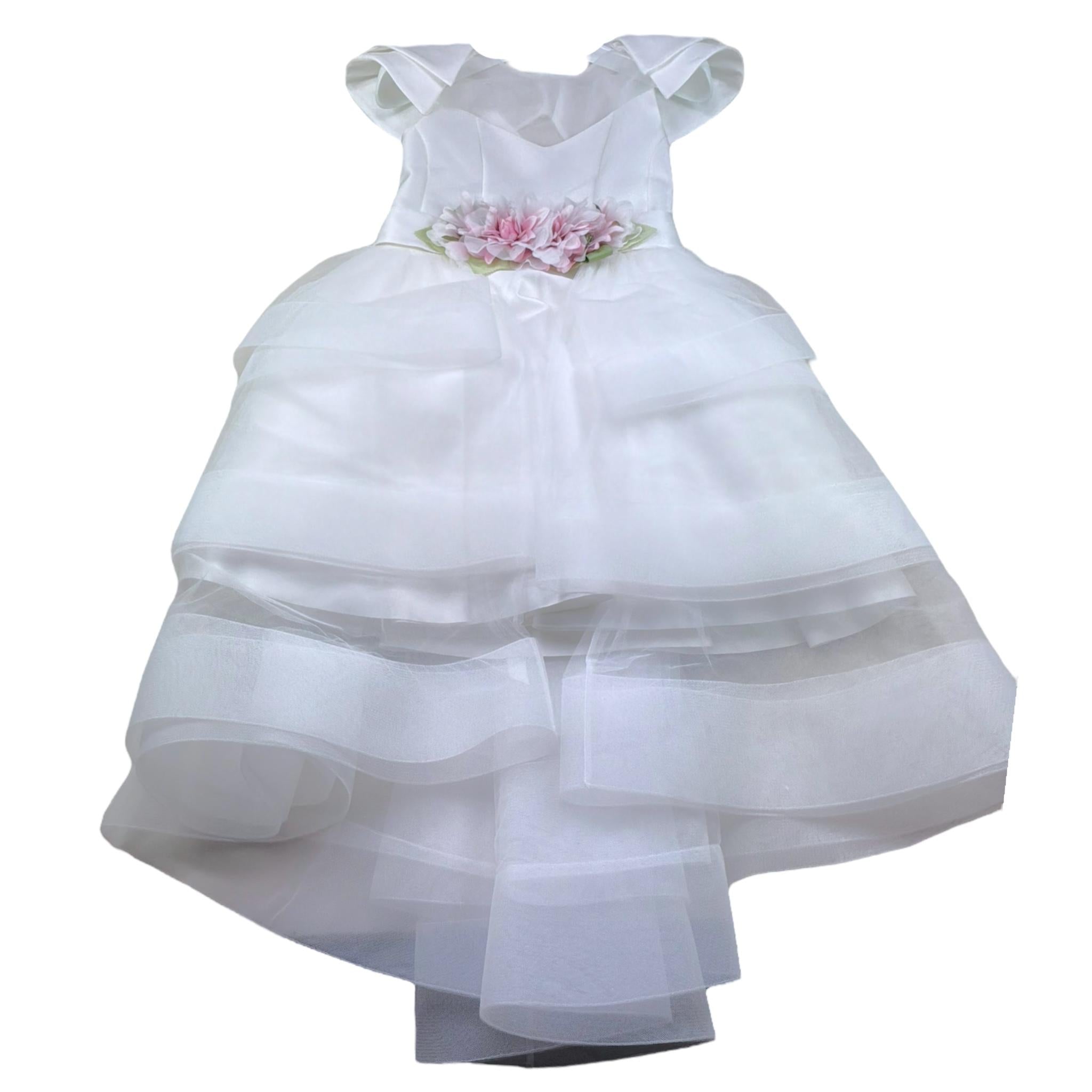 Modi Collezione Abito Cerimonia Tinta Unita per Bambina J4013P BIANCO MODI COLLEZIONE 