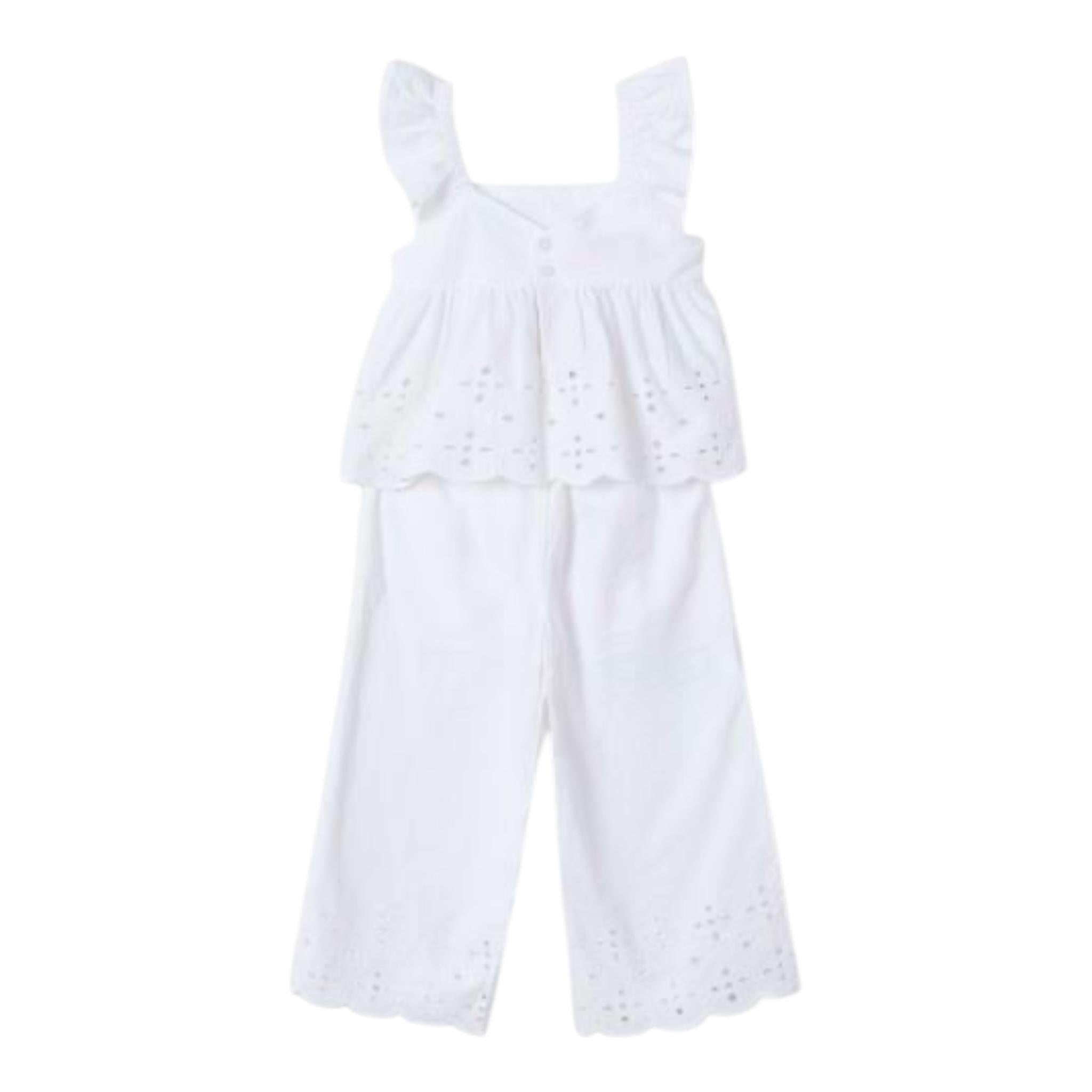 Mayoral Completo 2 Pezzi Top-Pantalone Tinta Unita per Bambina 3561 BIANCO MAYORAL 