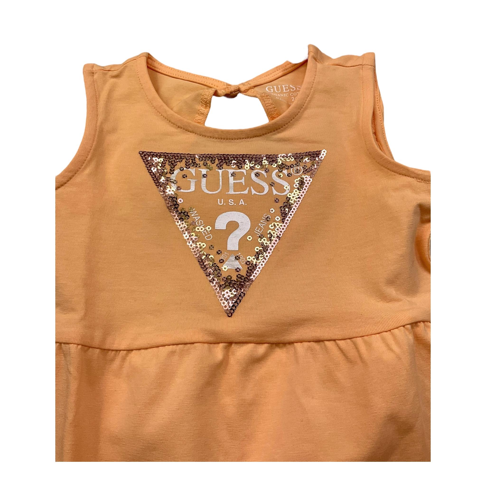 Guess Abito Giromanica Tinta Unita con Logo E Culotte per Neonata A5GK06K6YW4 ARANCIONE GUESS 