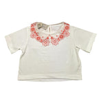 Simonetta T-Shirt Tinta Unita Girocollo con Colletto per Bambina SU8A21 BIANCO SIMONETTA 