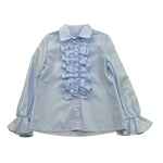 VICOLO camicia manica lunga tinta unita con balze Azzurro per Bambina 3141C1131 AZZURRO VICOLO 